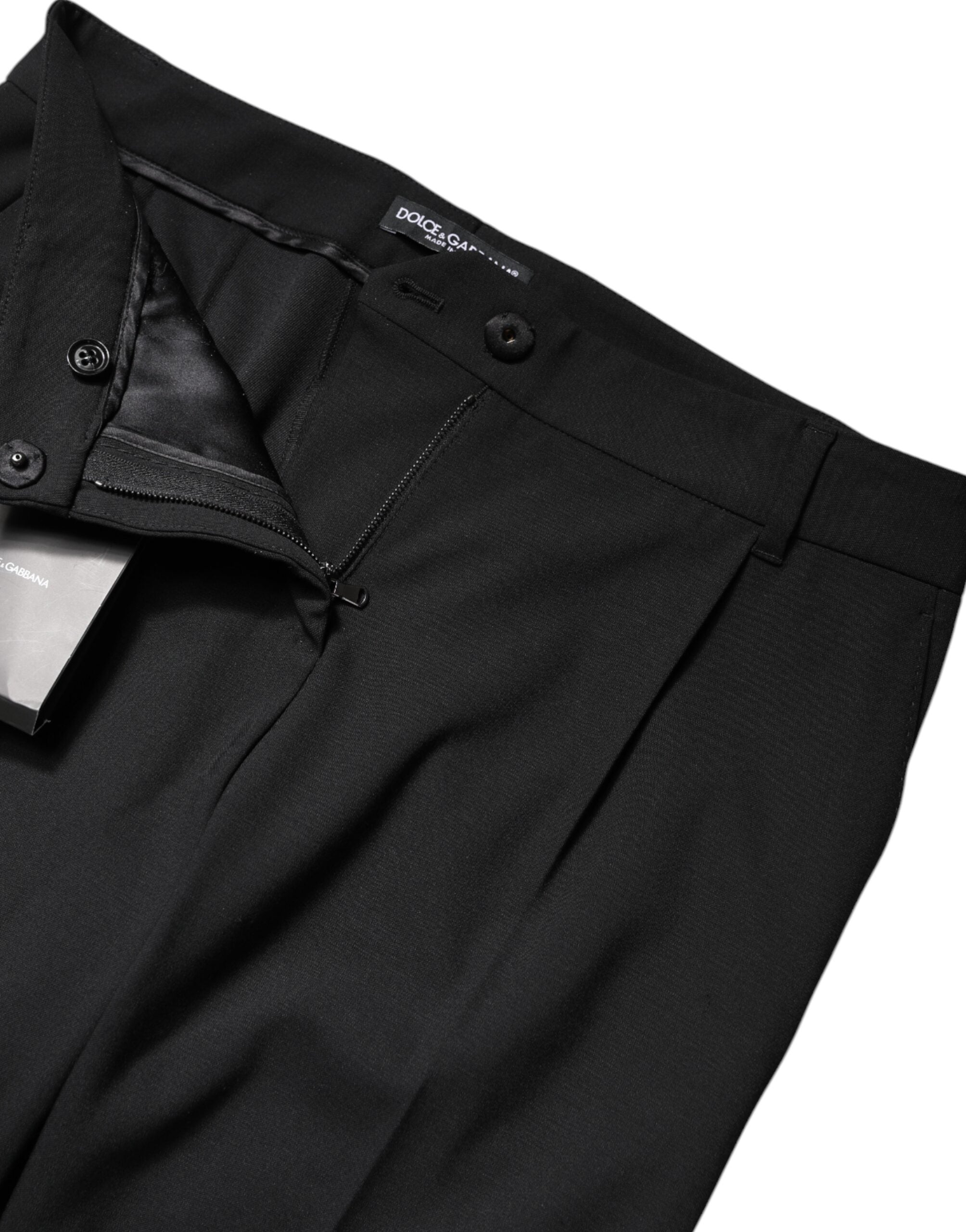 Dolce & Gabbana Black Wool High Waist Boot Cut Dress Women's Pants