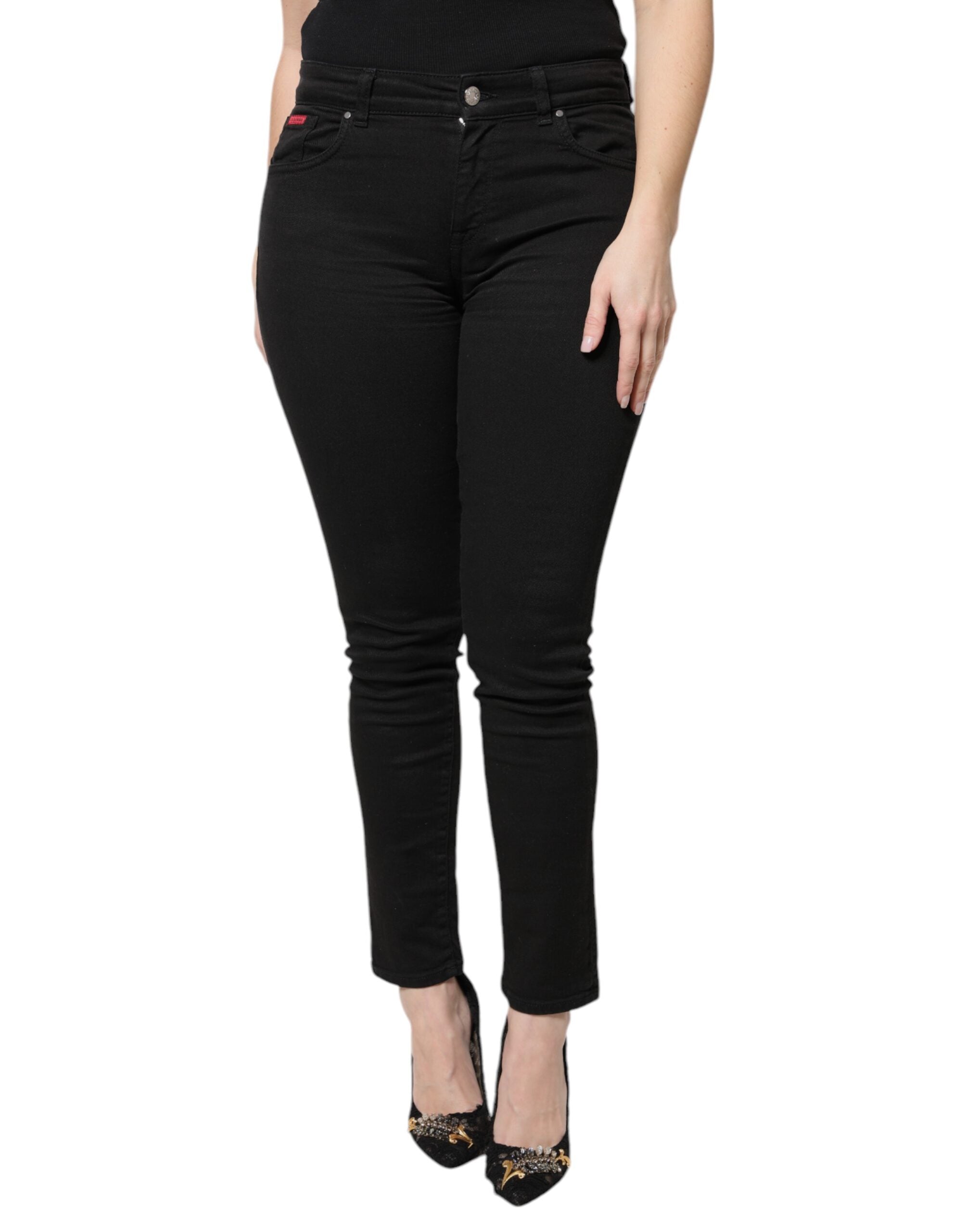 Dolce & Gabbana Black Cotton High Waist Skinny Denim Women's Jeans