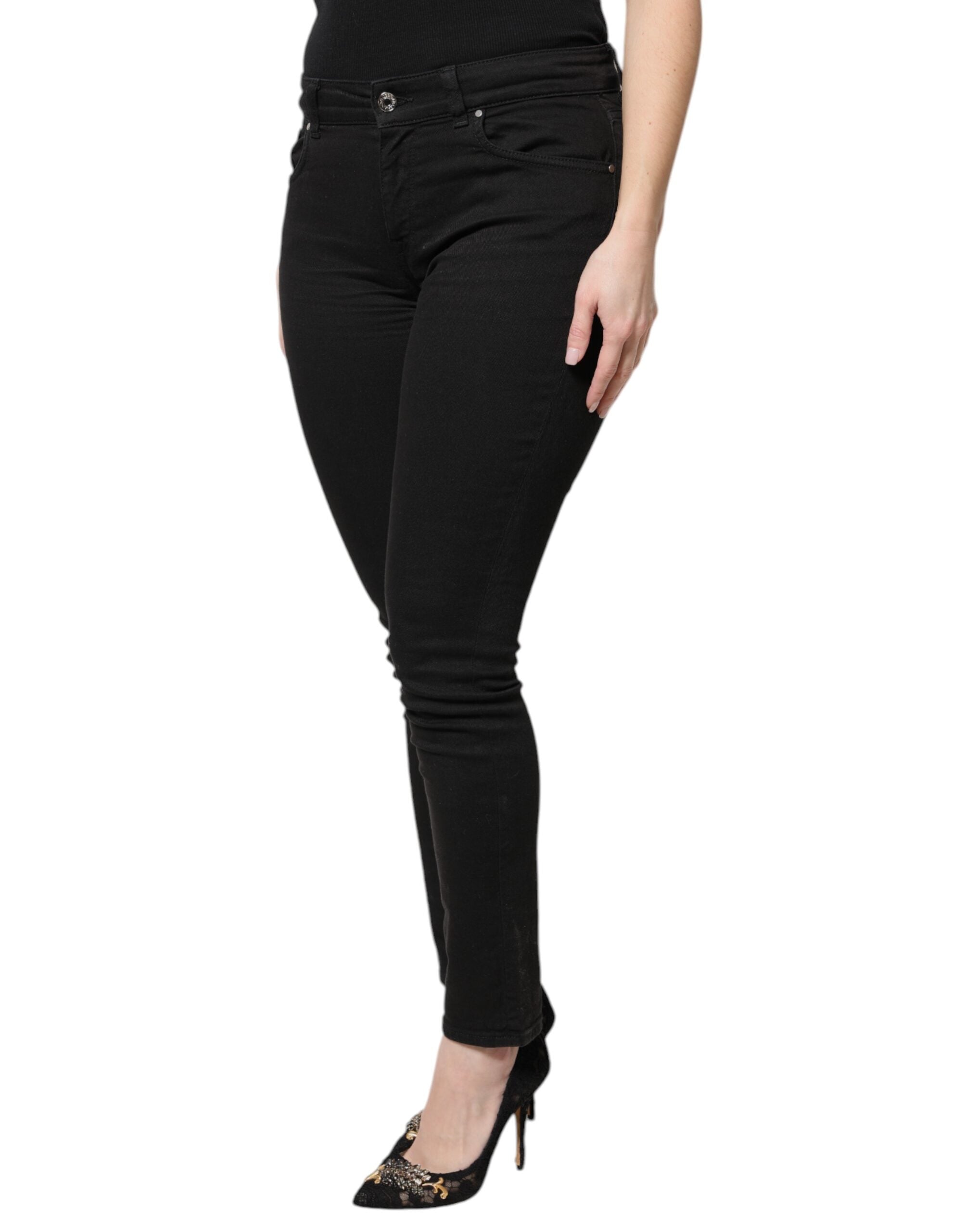 Dolce & Gabbana Black Cotton High Waist Skinny Denim Women's Jeans