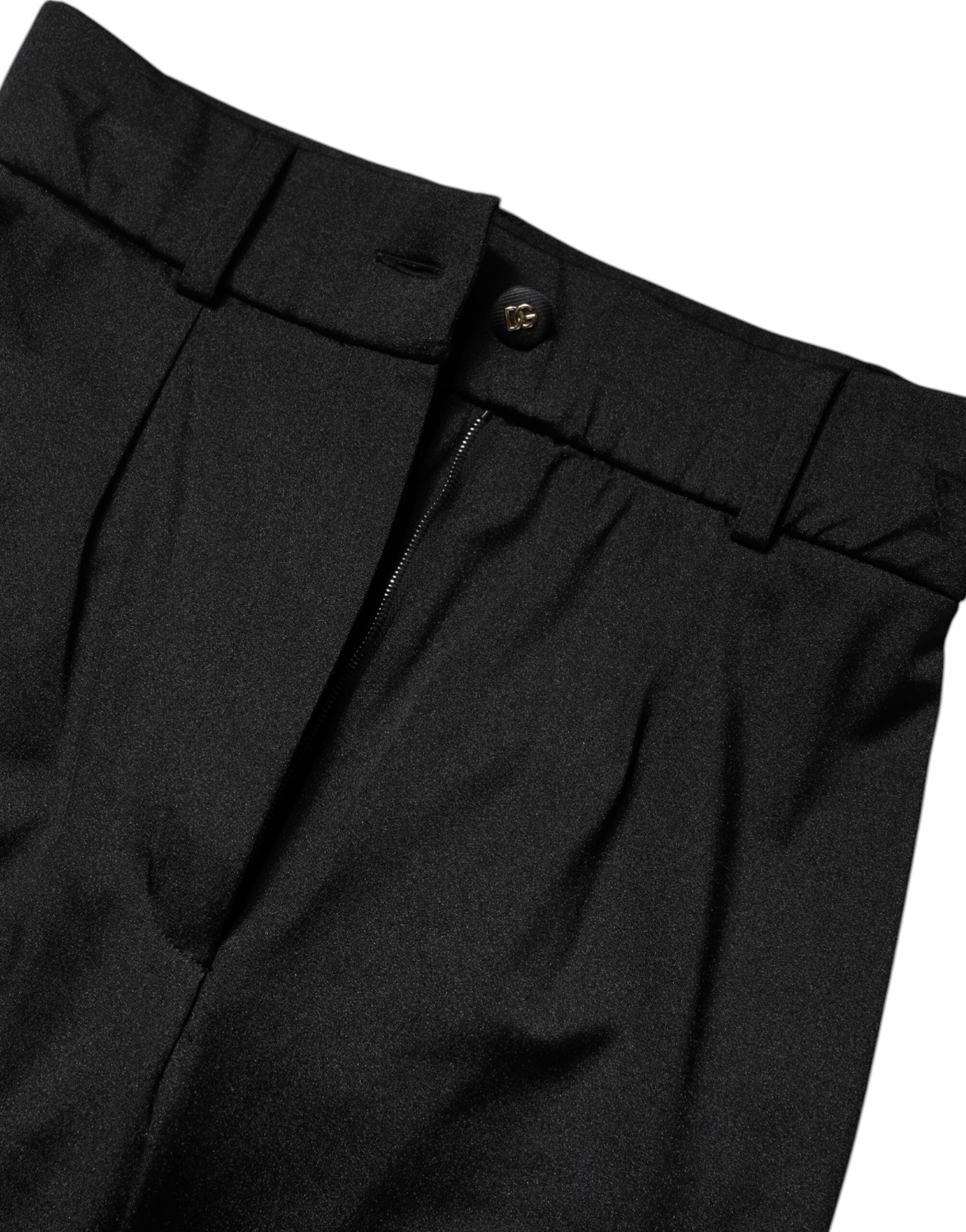 Dolce & Gabbana Black Nylon High Waist Slim Fit Women's Pants