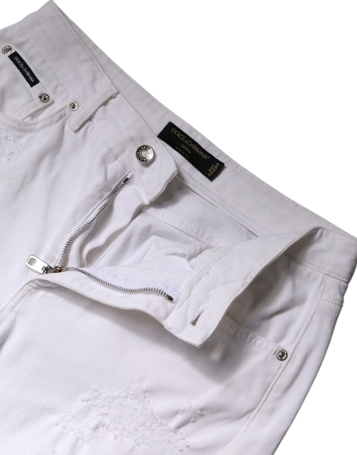 Dolce & Gabbana White Cotton High Waist Skinny Denim Women's Jeans (Pre-Owned)