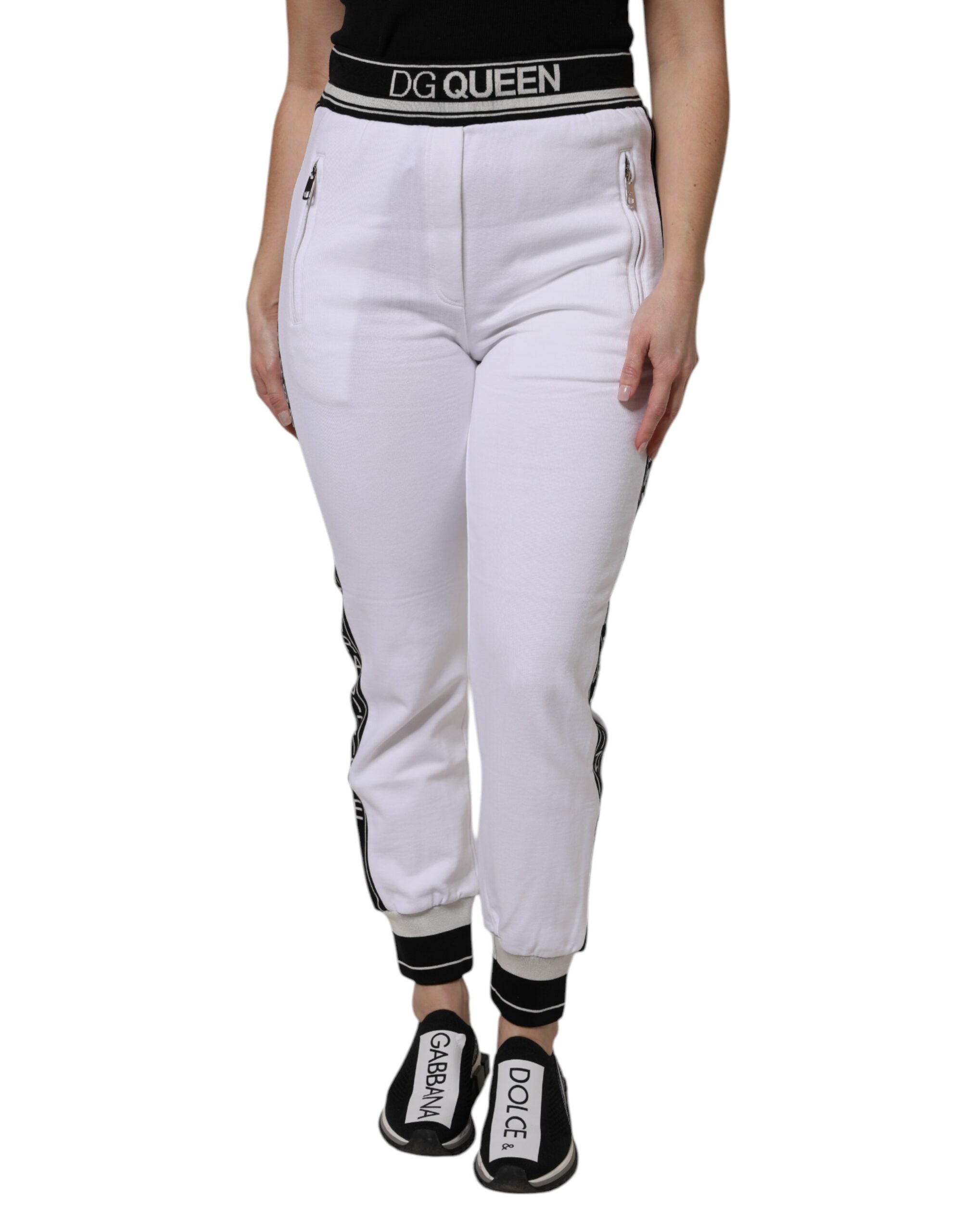 Dolce & Gabbana White Cotton Stretch Jogger SweatWomen's Women's Pants (Pre-Owned)