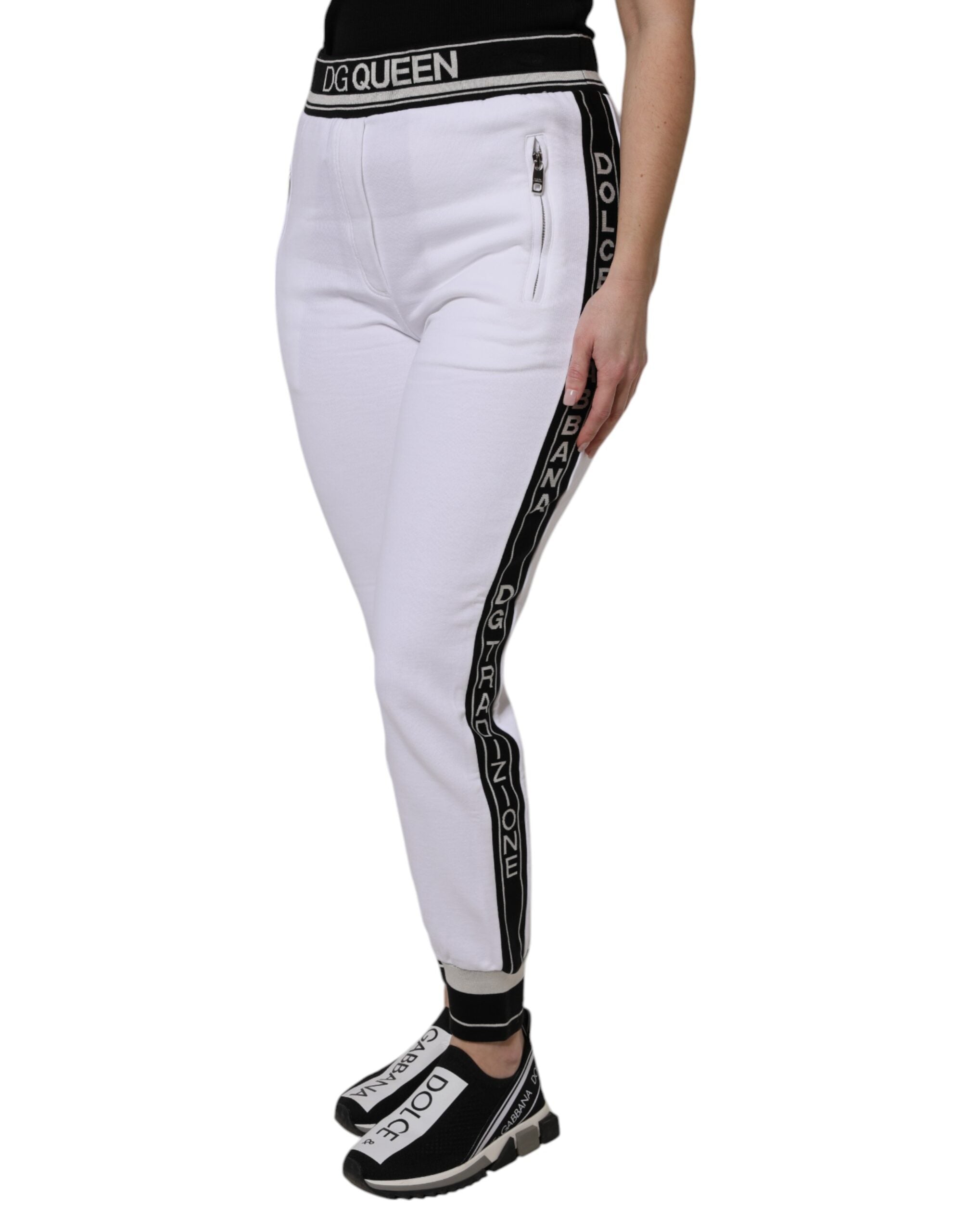 Dolce & Gabbana White Cotton Stretch Jogger SweatWomen's Women's Pants (Pre-Owned)