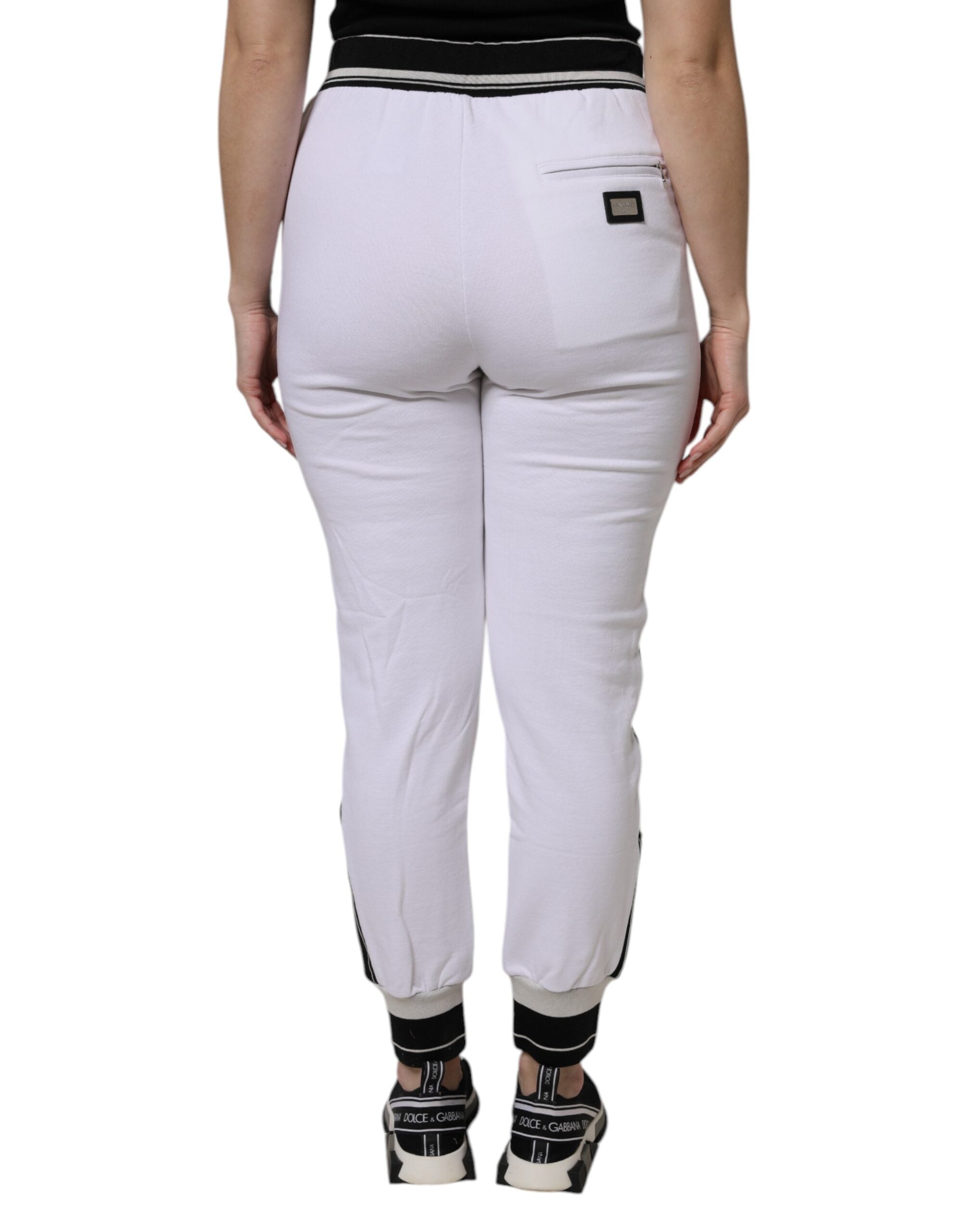 Dolce & Gabbana White Cotton Stretch Jogger SweatWomen's Women's Pants (Pre-Owned)