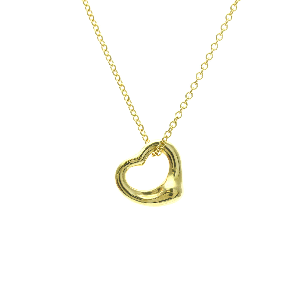 Tiffany & Co. Elsa Peretti Open Heart Pendant 18K Yellow Gold Gold Yellow_Gold Necklace Jewelry (Pre-Owned)
