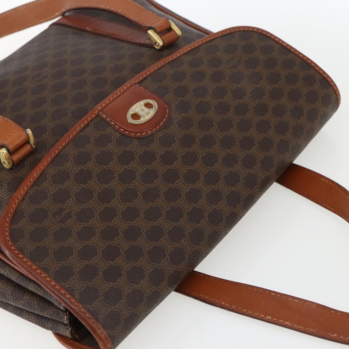 Celine Vintage Macadam Canvas And Leather Brown Canvas Handbag (Pre-Owned)