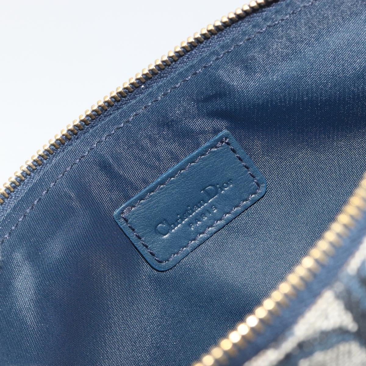 Christian Dior Vintage Saddle Diorissimo Canvas Navy Canvas Shoulder Bag Bag (Pre-Owned)