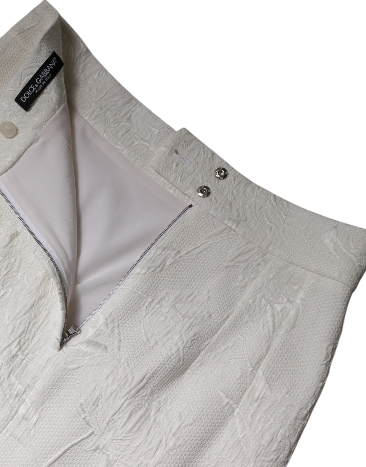 Dolce & Gabbana White High Waist Knee Length Pencil Women's Skirt