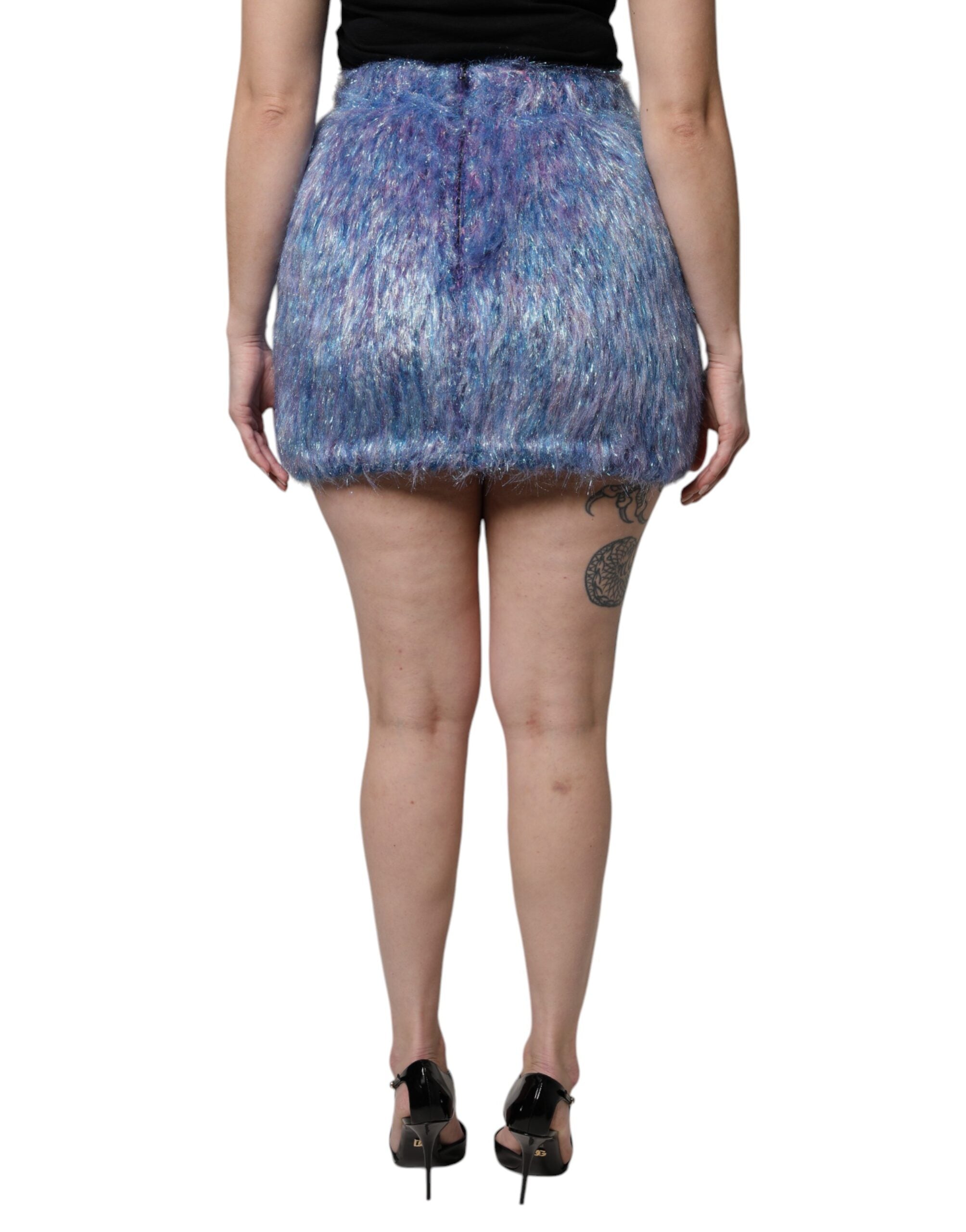 Dolce & Gabbana Multicolor Plush Fabric High Waist Mini Women's Skirt (Pre-Owned)