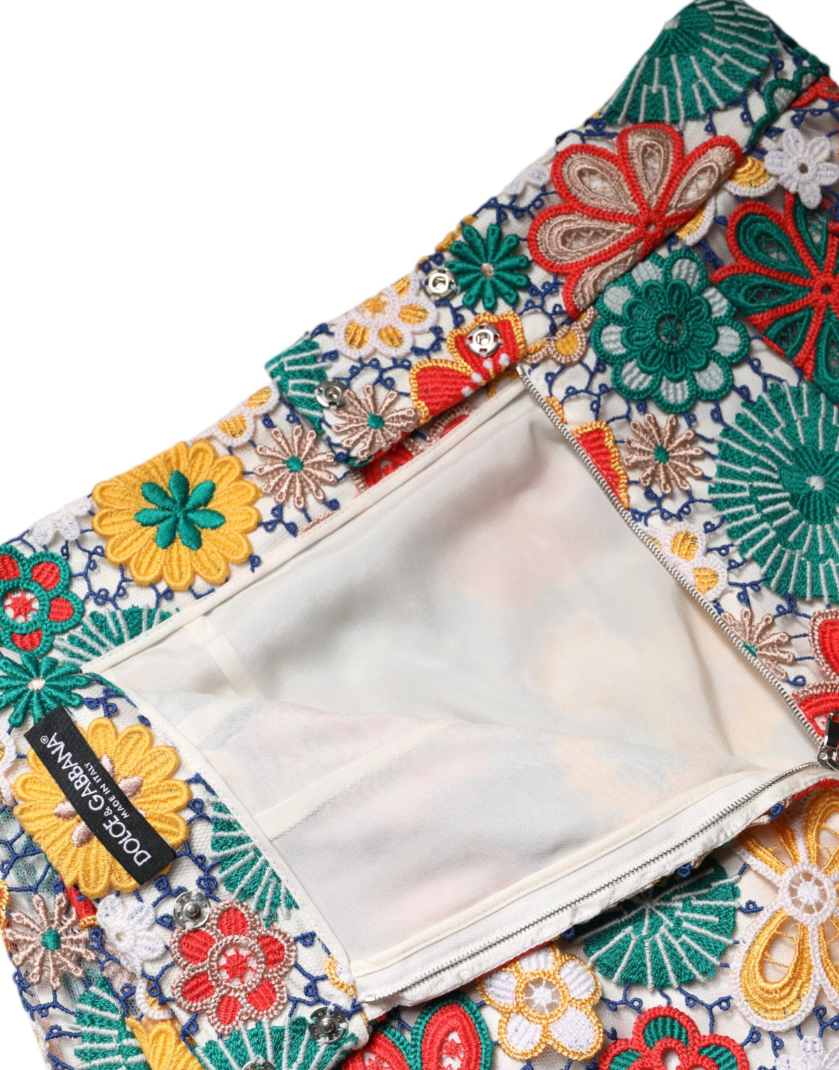 Dolce & Gabbana Multicolor Floral Lace High Waist Mini Women's Skirt
