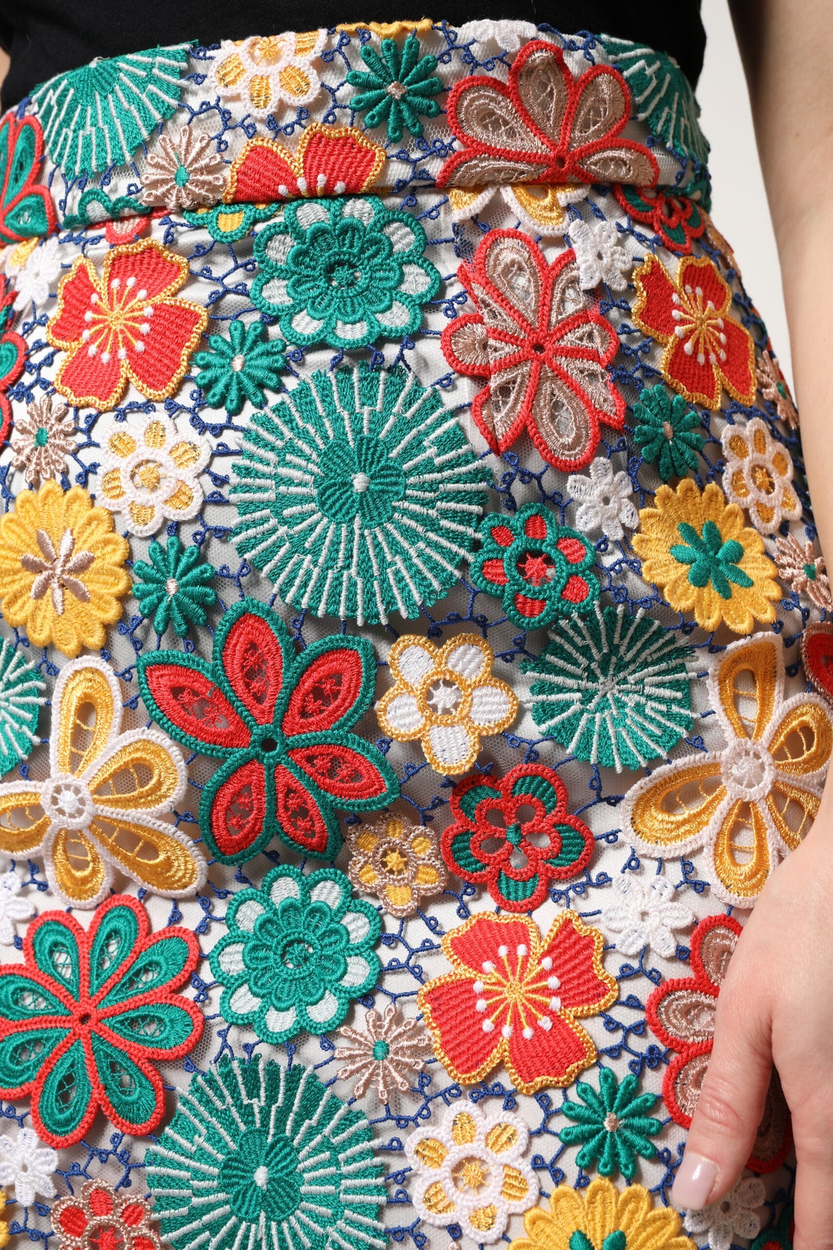 Dolce & Gabbana Multicolor Floral Lace High Waist Mini Women's Skirt