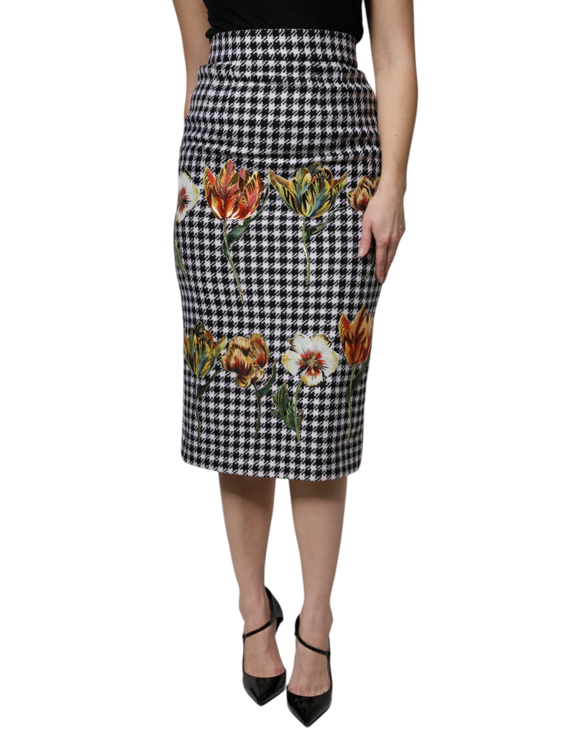 Dolce & Gabbana Multicolor Floral Print High Waist Pencil Cut Women's Skirt