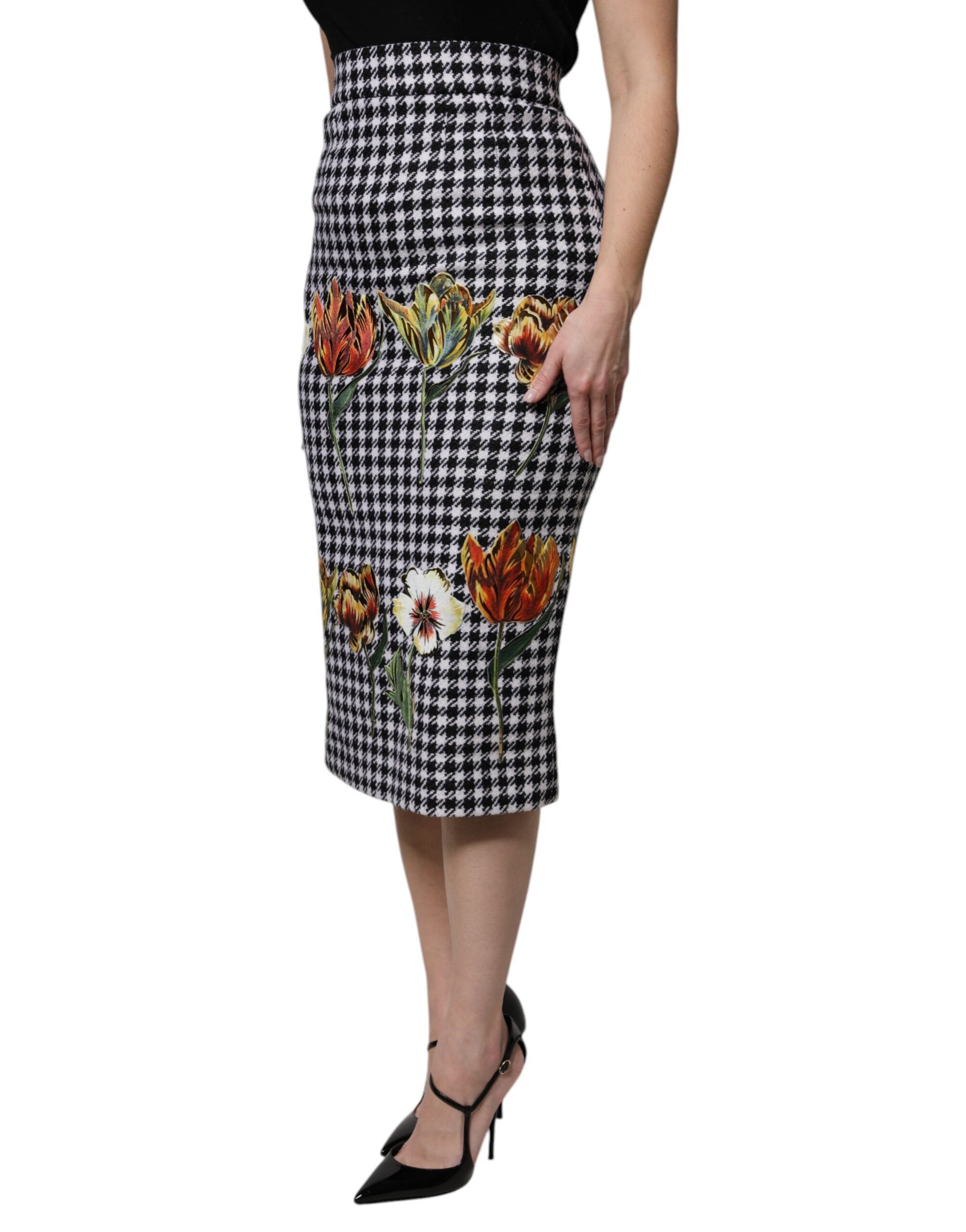 Dolce & Gabbana Multicolor Floral Print High Waist Pencil Cut Women's Skirt