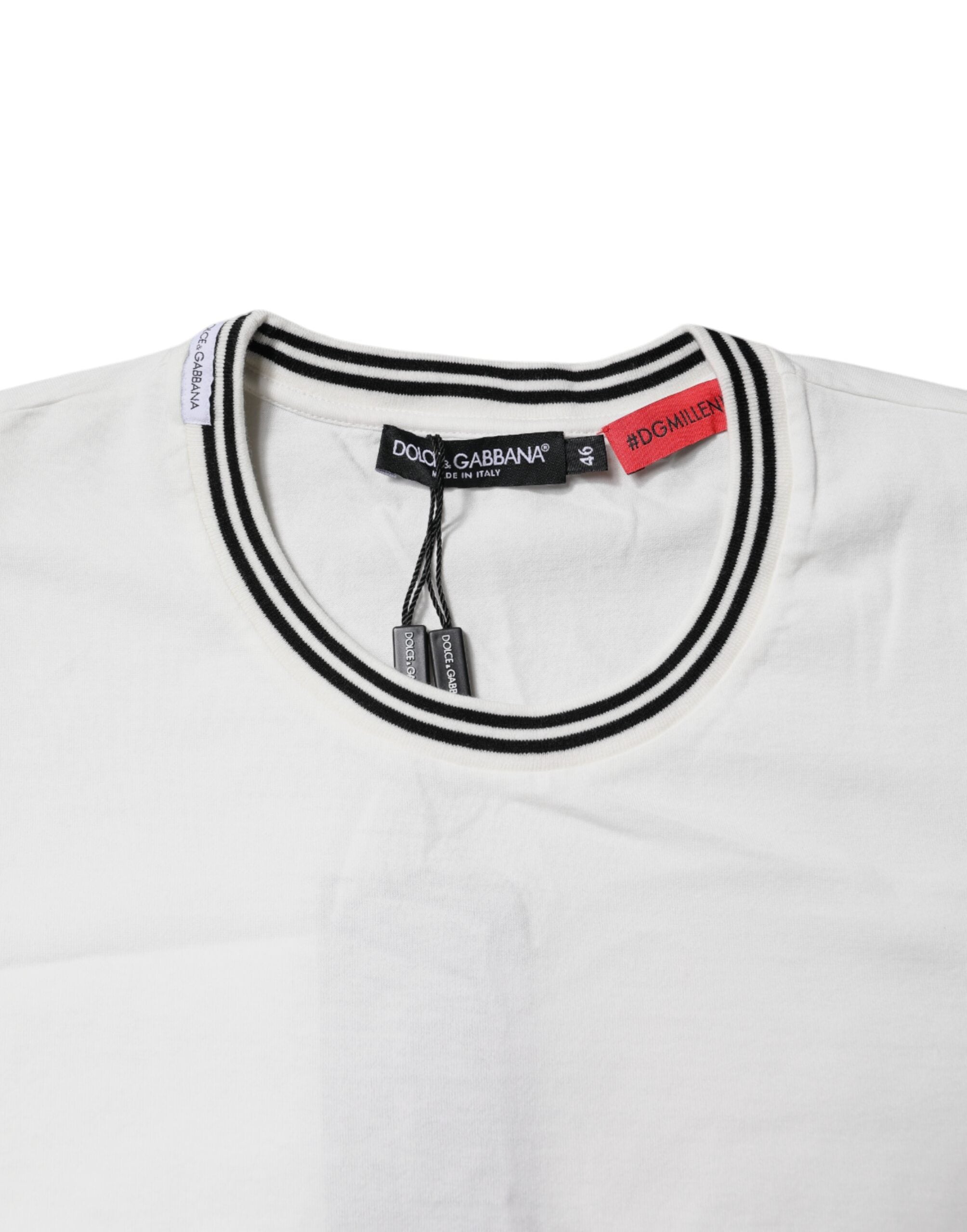 Dolce & Gabbana White #DGMillennials Cotton Crewneck Women's T-shirt
