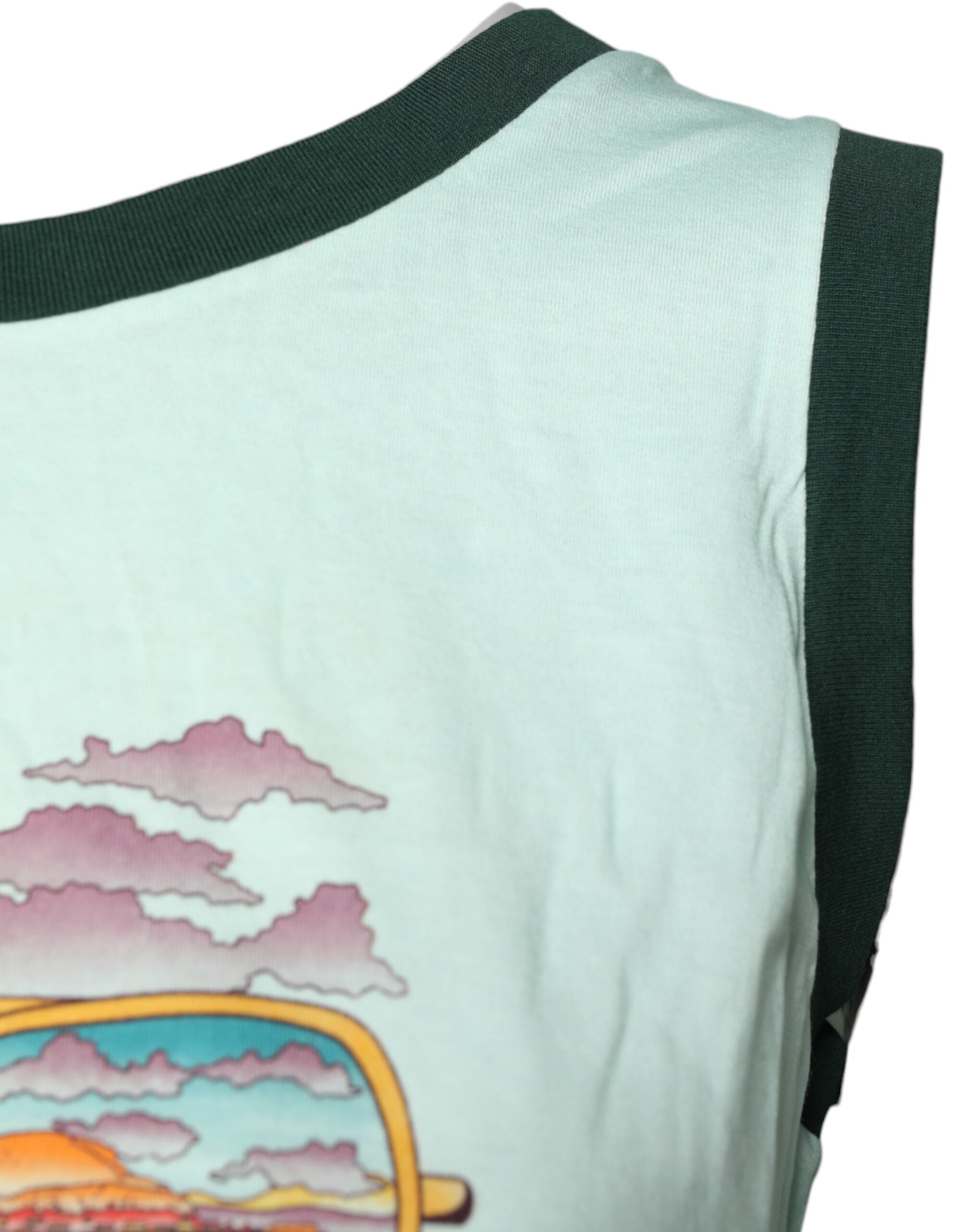 Dolce & Gabbana Light Green Graphic Print Sleeveless Tank Women's T-shirt