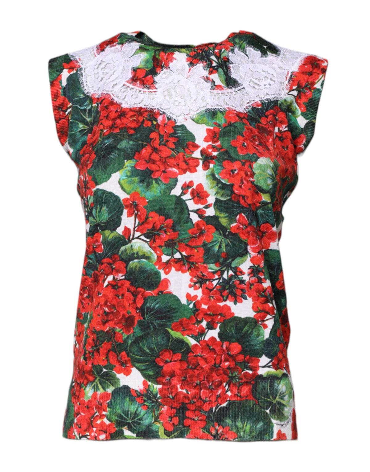 Dolce & Gabbana Multicolor Floral Lace Sleeveless Tank Women's Top