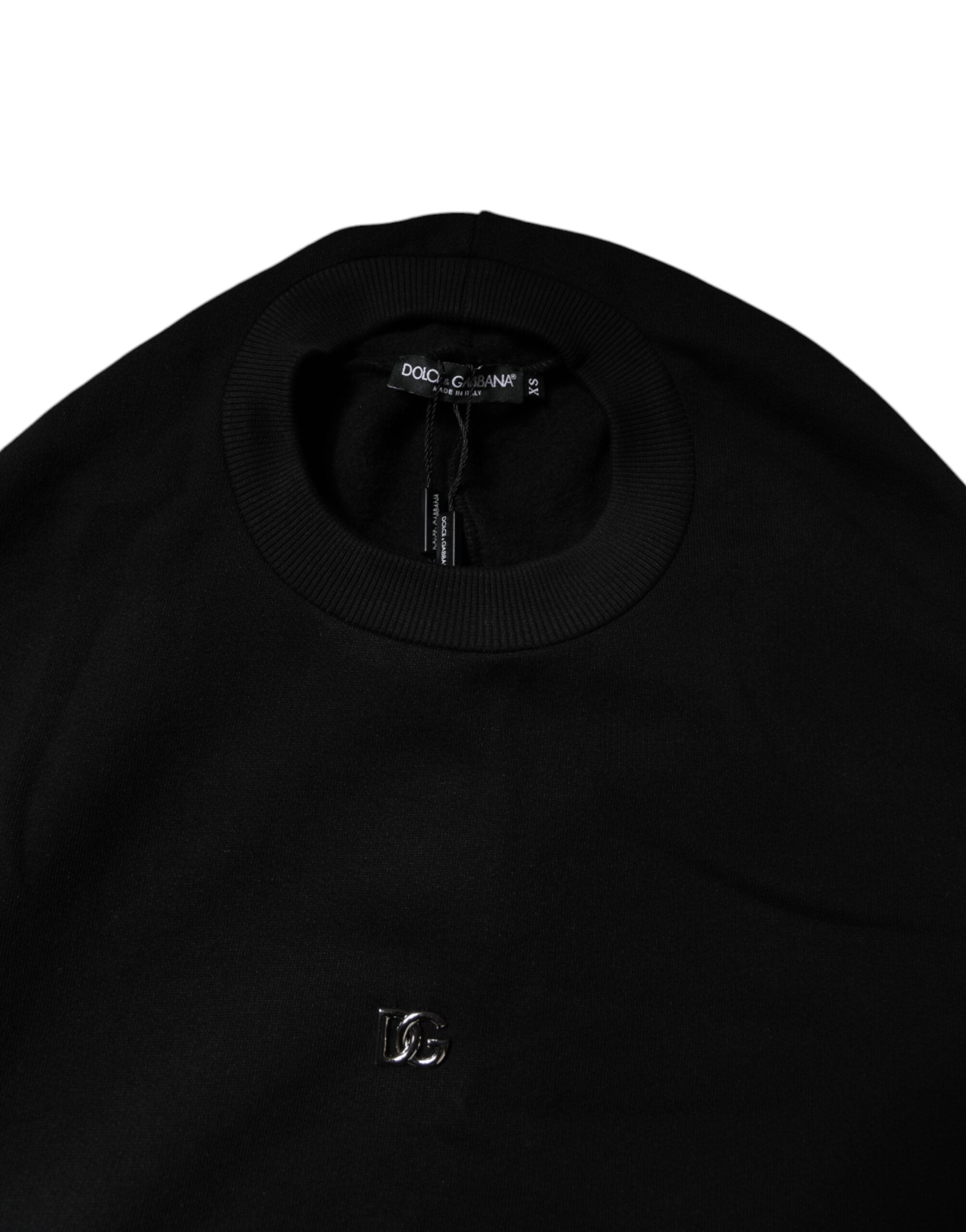 Dolce & Gabbana Black Cotton Crew Neck Sweatshirt Women's Sweater