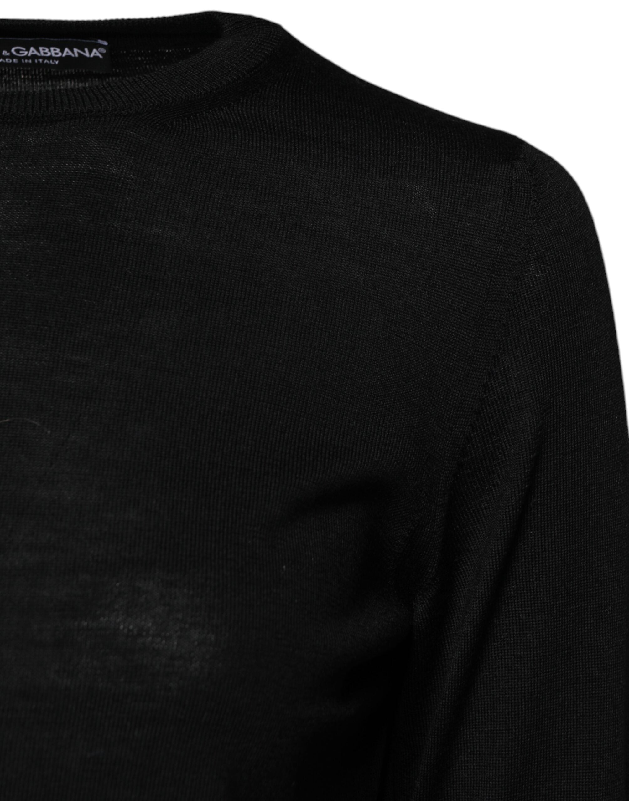 Dolce & Gabbana Black Wool Knit Crew Neck Pullover Women's Sweater