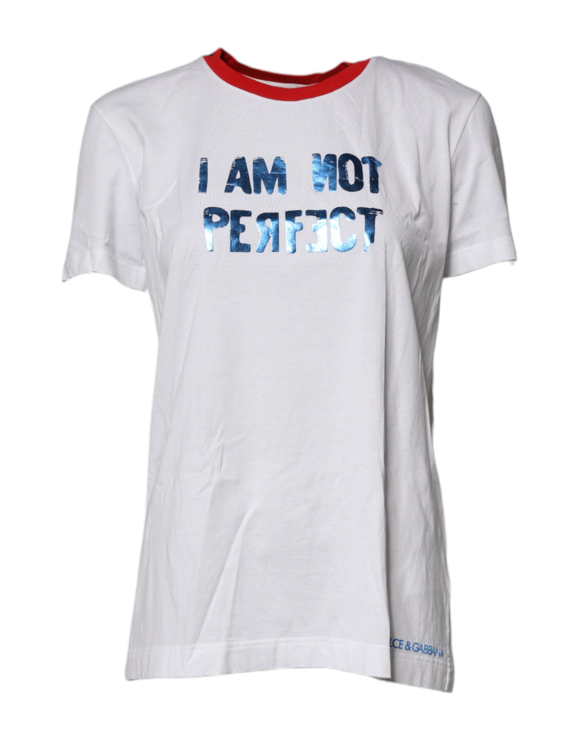 Dolce & Gabbana White Graphic Print Cotton Crew Neck Women's T-shirt