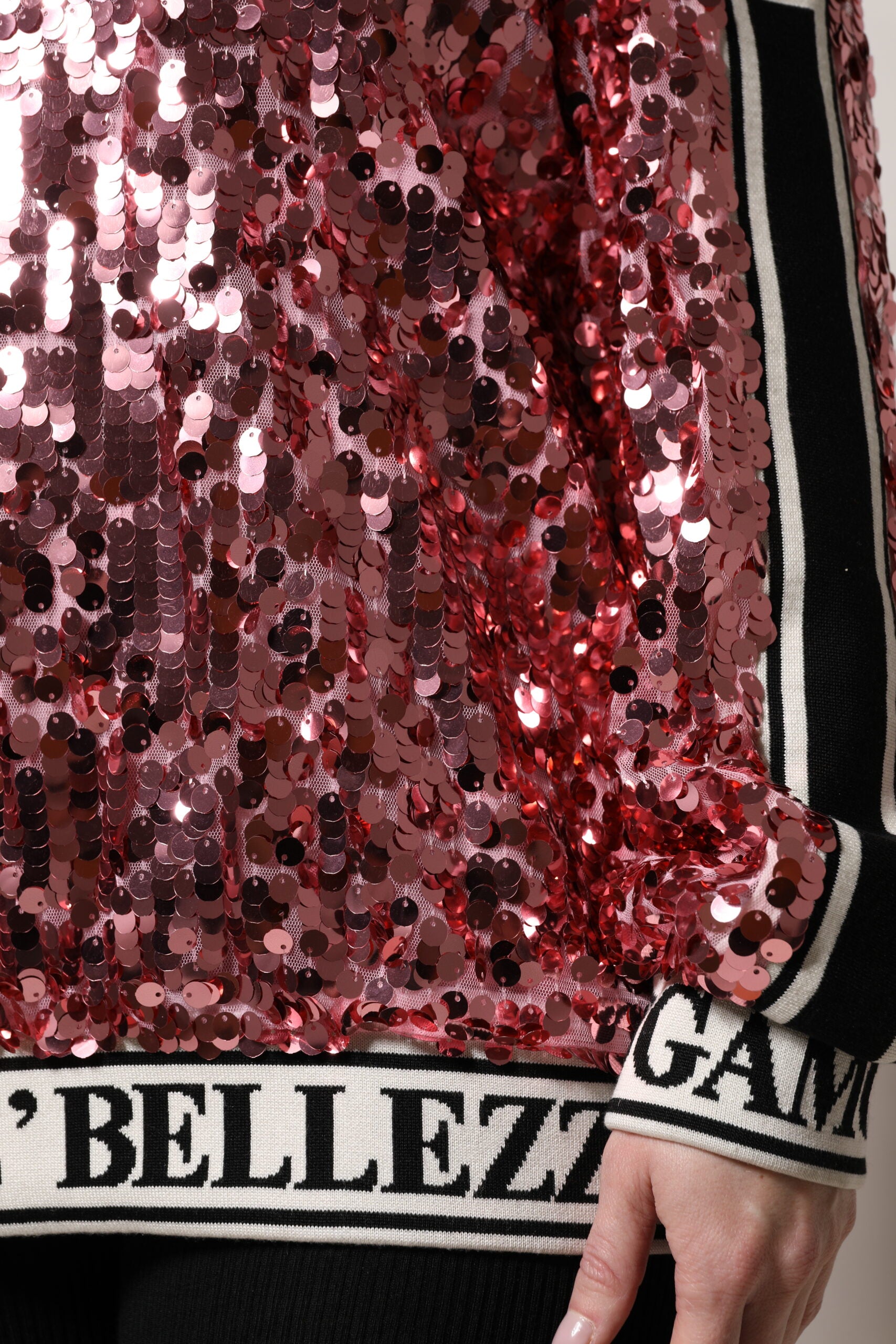 Dolce & Gabbana Pink DG Queen Sequin Pullover Women's Sweater