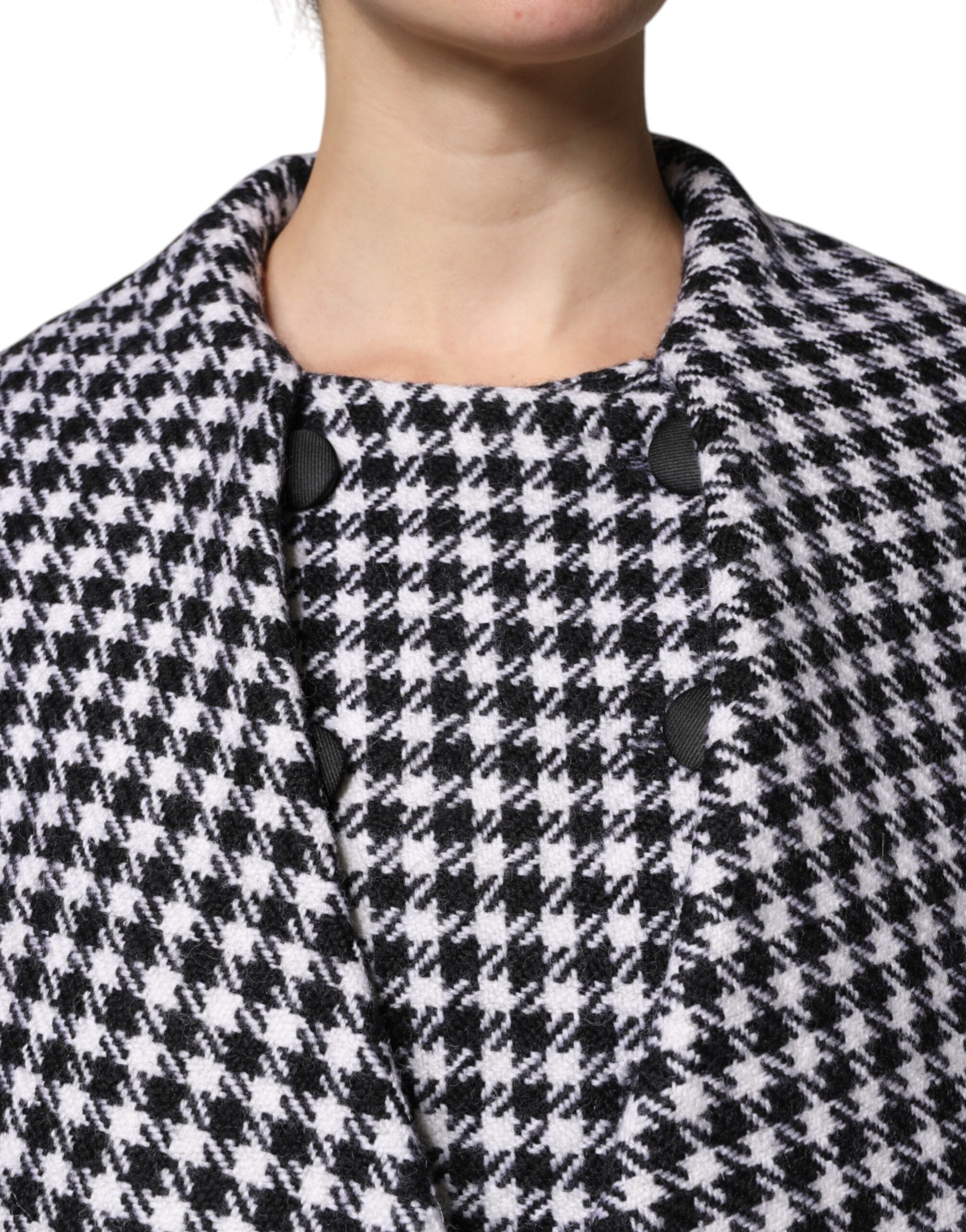 Dolce & Gabbana Black White Monochrome Patterned Floral Cape Women's Jacket
