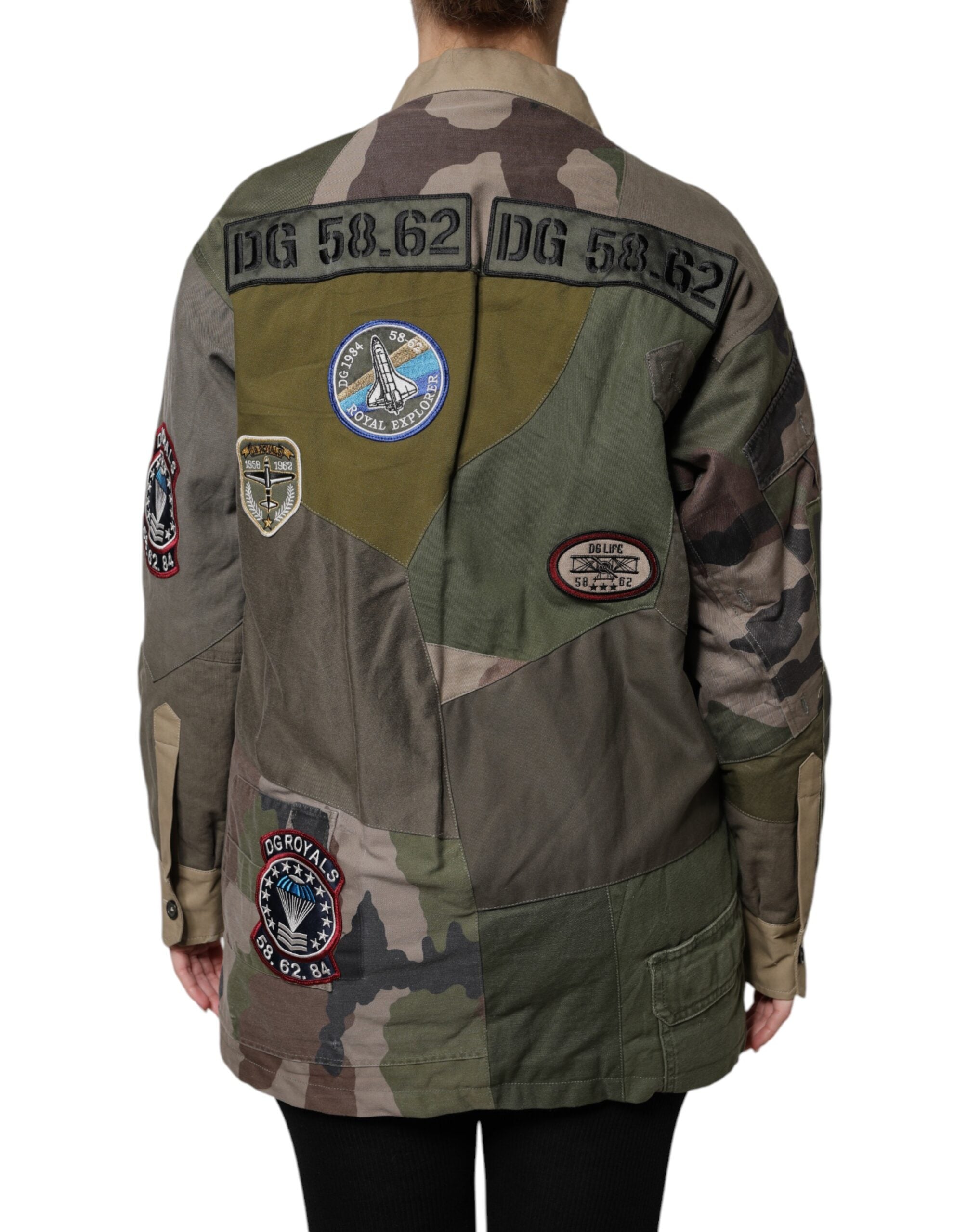 Dolce & Gabbana Military Green Cotton Button Down Women's Jacket