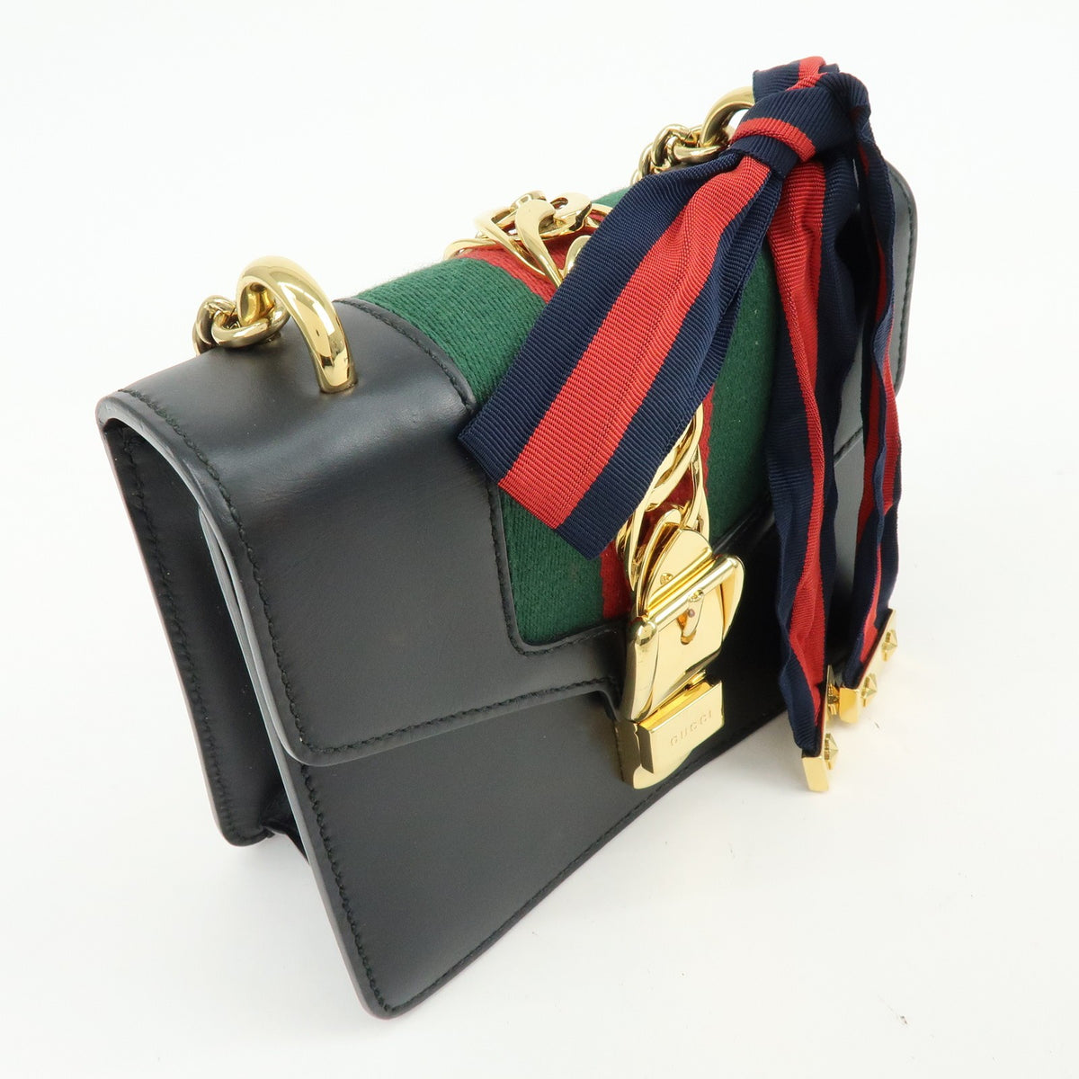 Gucci Sylvie Leather Black Leather Shoulder Bag Bag (Pre-Owned)
