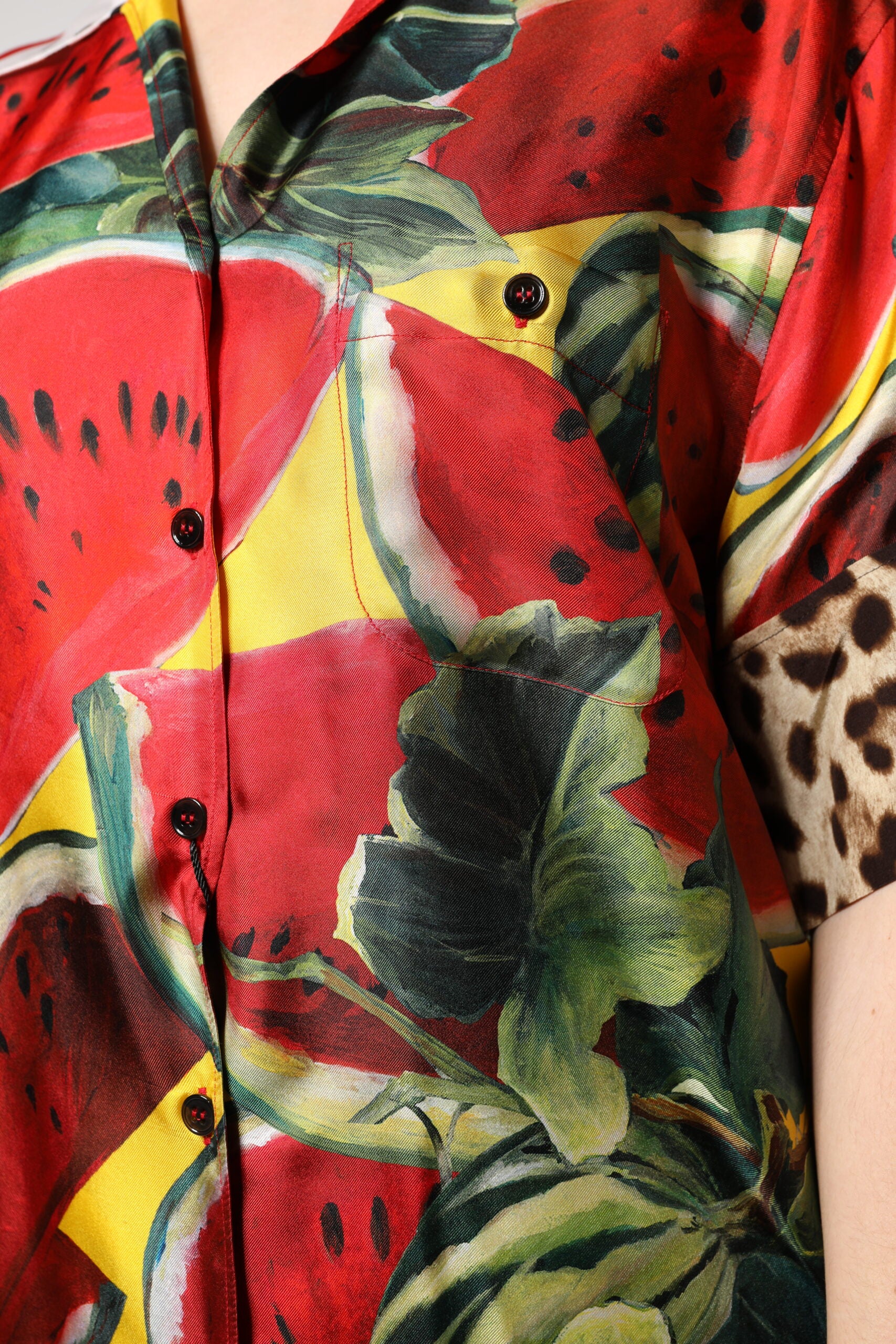 Dolce & Gabbana Multicolor Watermelon Collared Shirt Women's Top