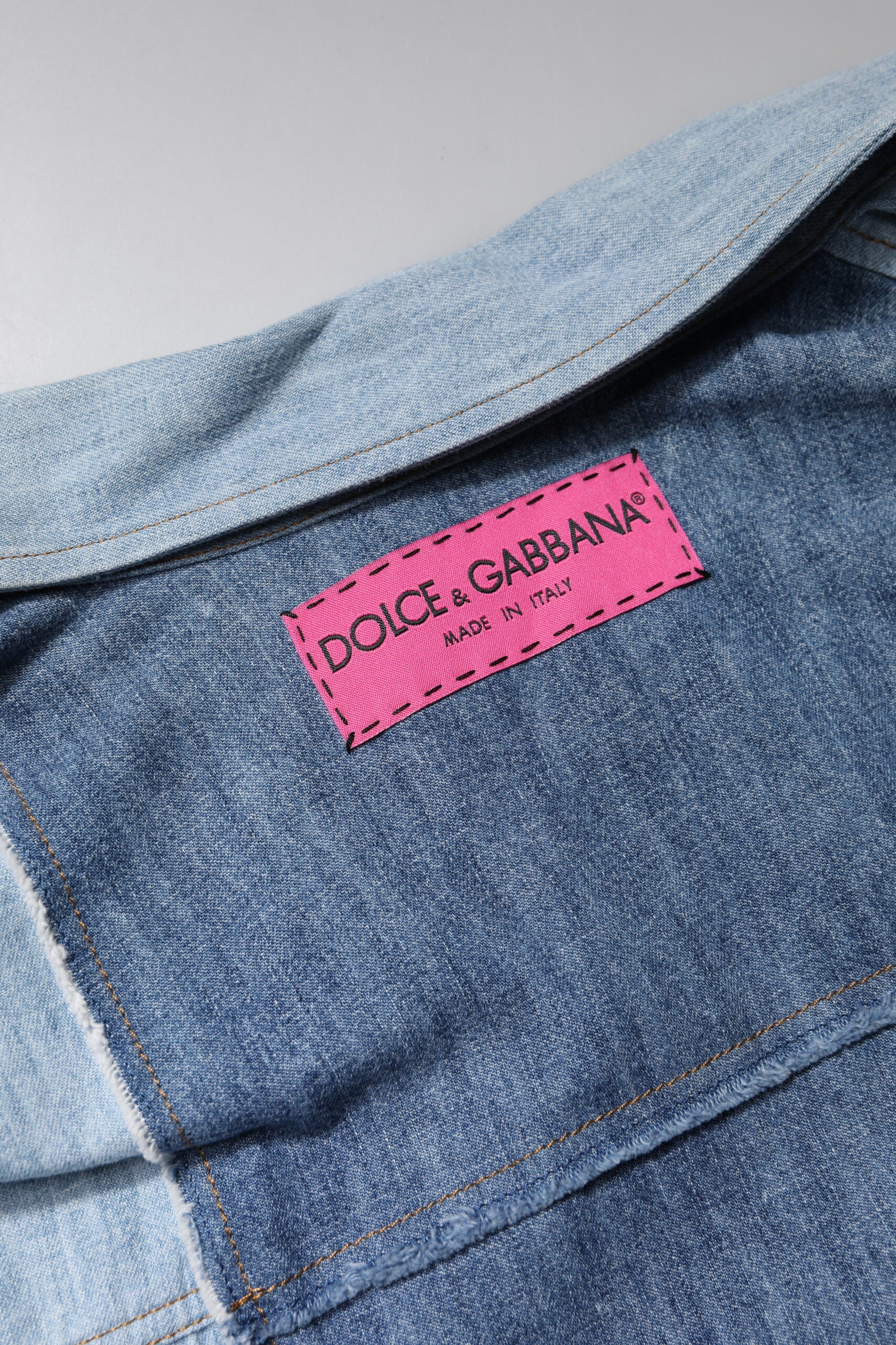 Dolce & Gabbana Blue Cotton Button Up Collared Long Sleeve Women's Top