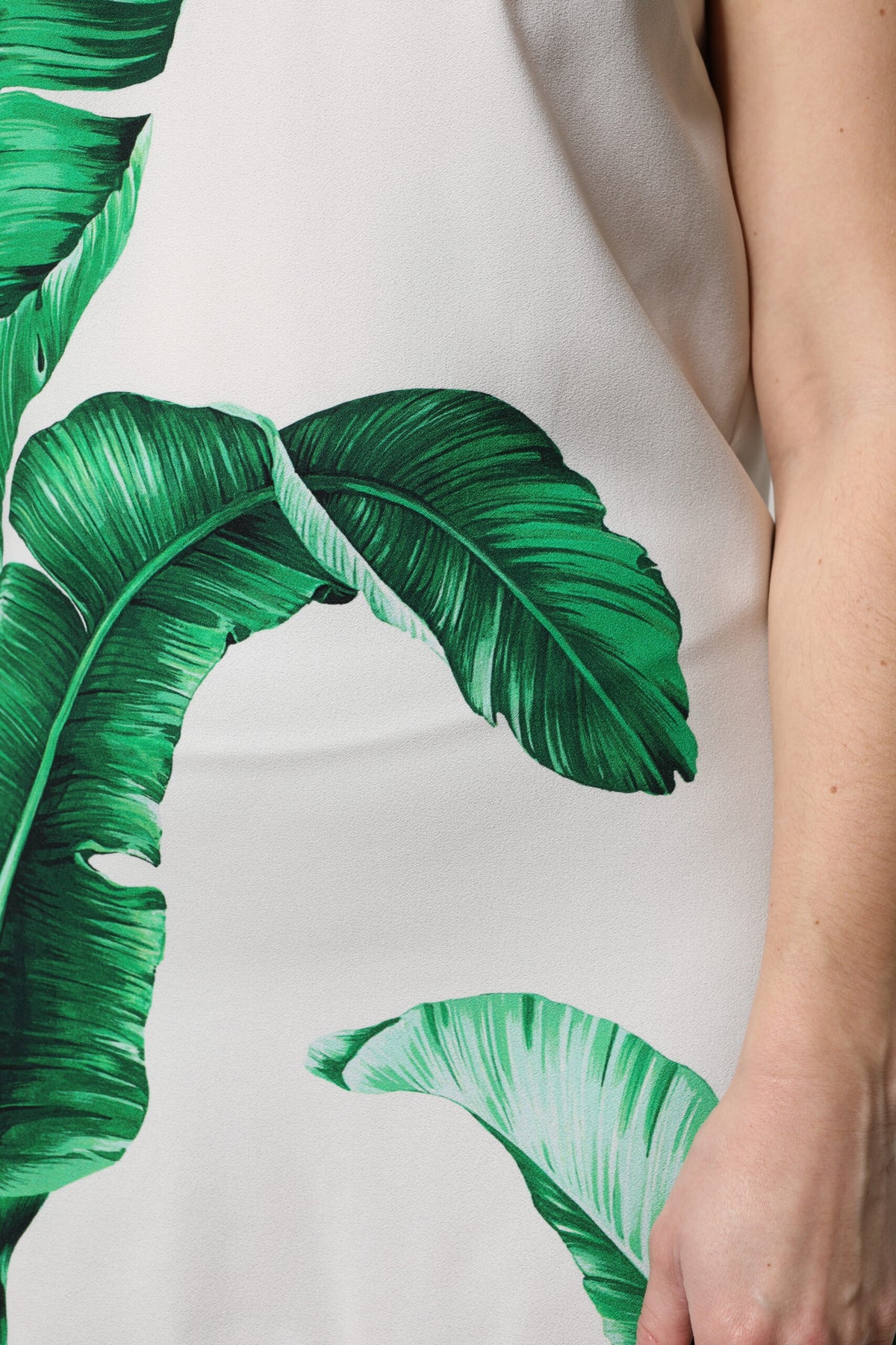 Dolce & Gabbana White Banana Leaf Print Round Neck Tank Women's Top