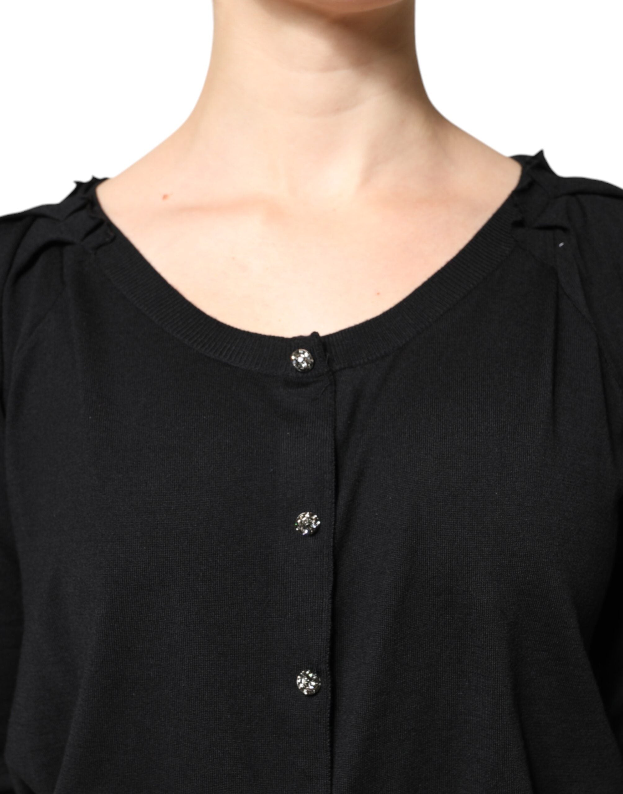 Dolce & Gabbana Black Button Down Short Sleeve Blouse Women's Top