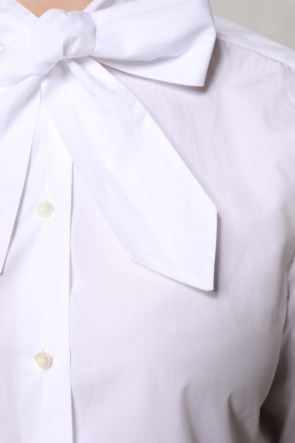 Dolce & Gabbana White Ascot Collar Long Sleeve Blouse Women's Top