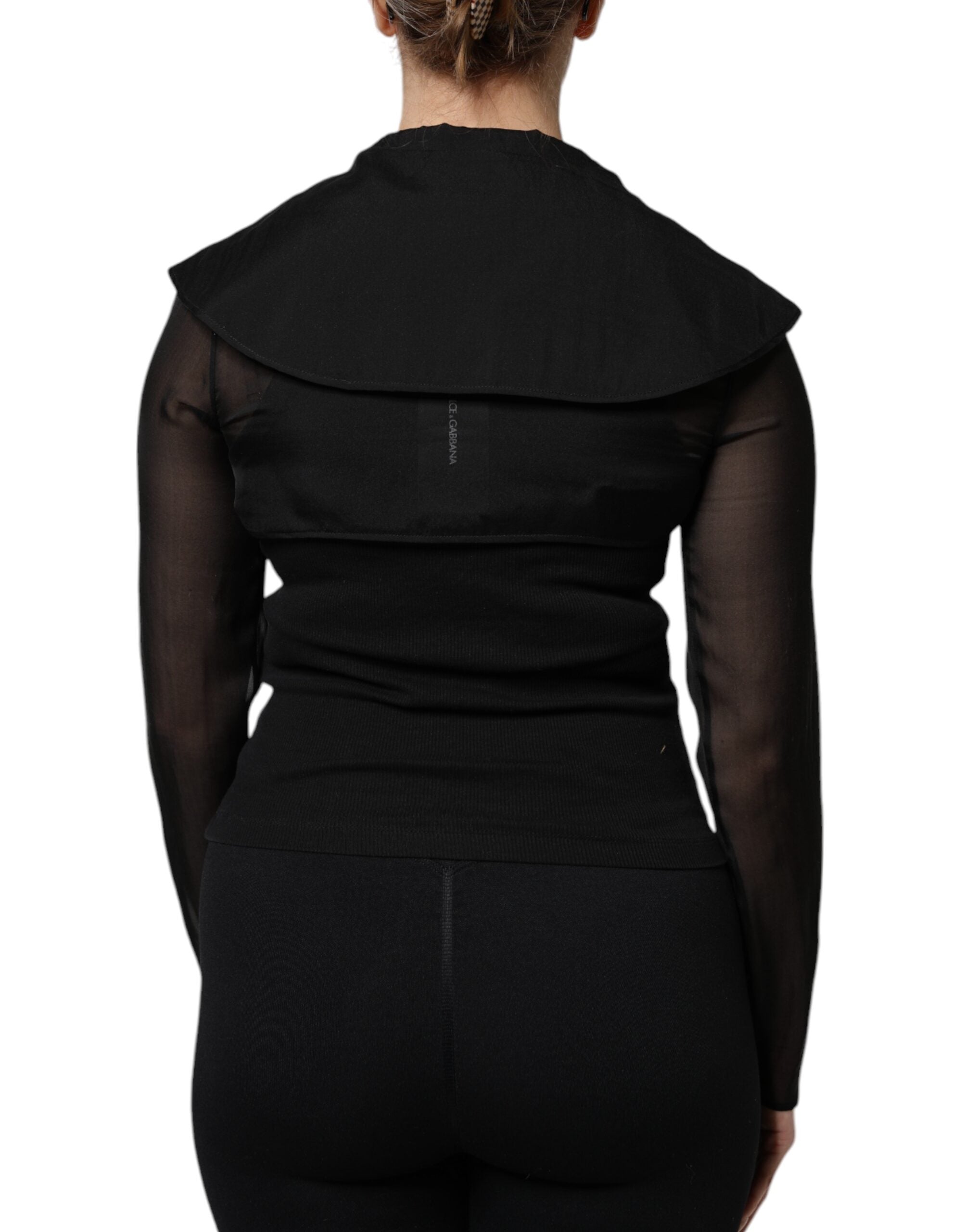 Dolce & Gabbana Black Silk Sheer Long Sleeves Blouse Women's Top