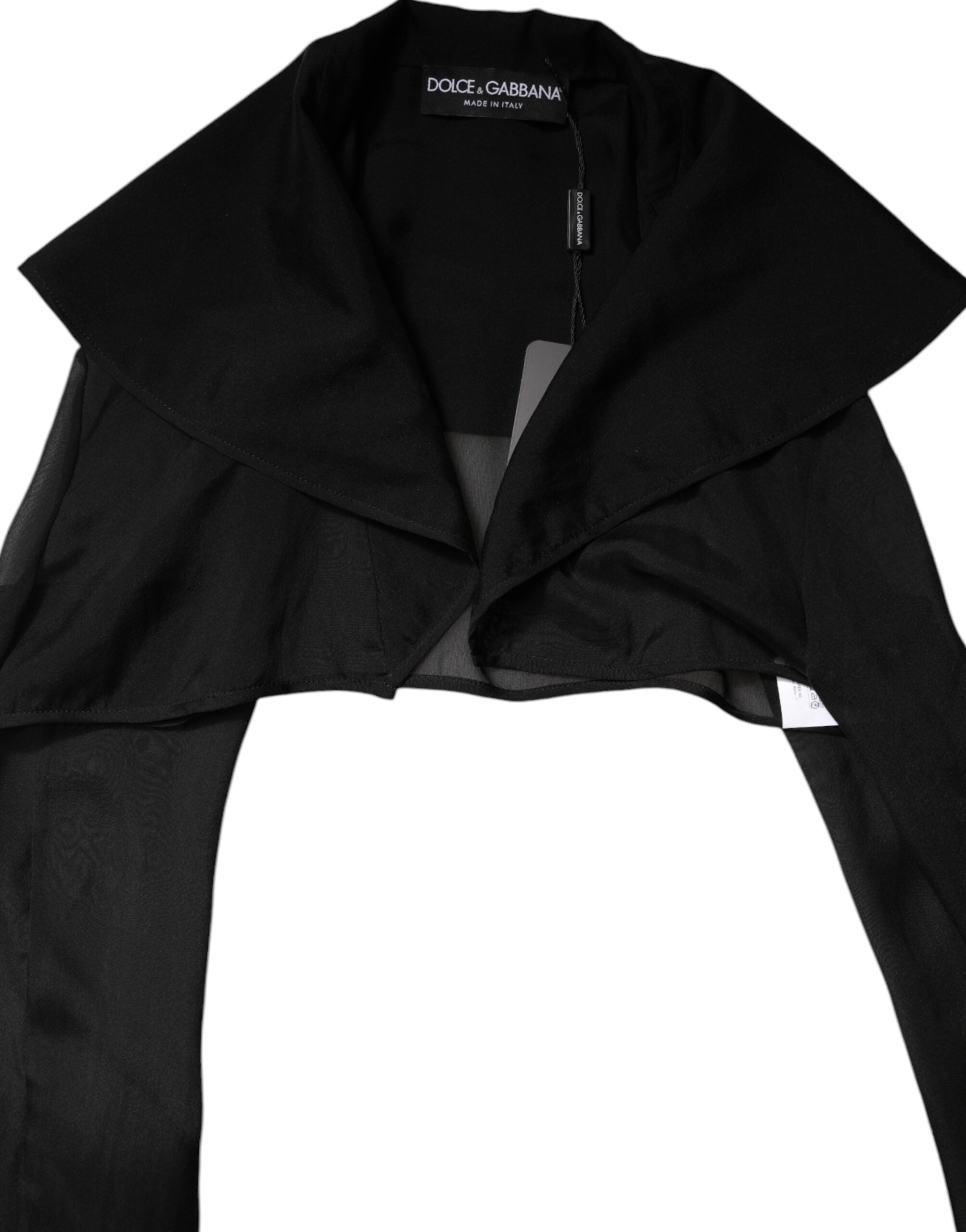Dolce & Gabbana Black Silk Sheer Long Sleeves Blouse Women's Top