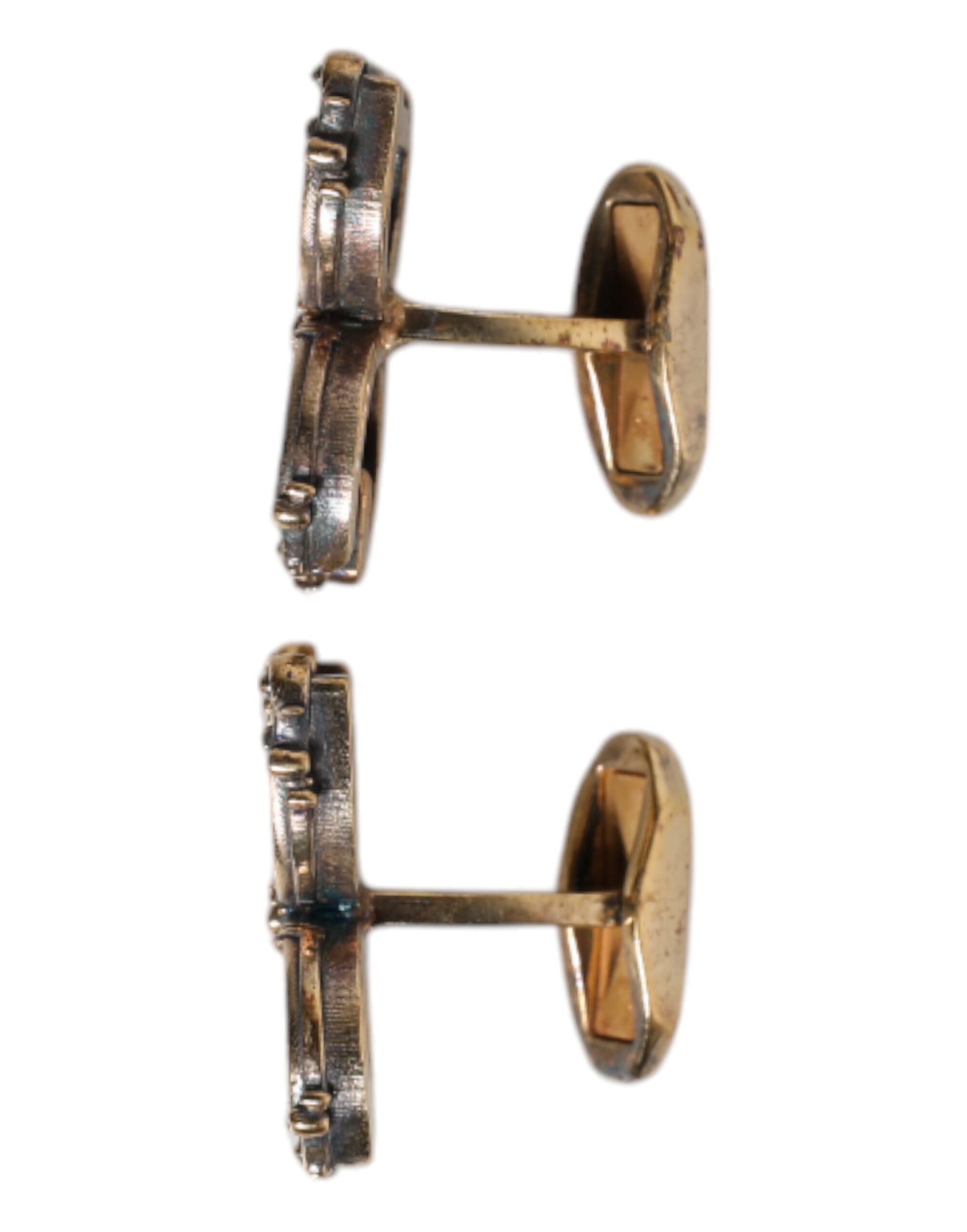 Dolce & Gabbana Gold Tone 925 Sterling Silver DG Logo Accessory Men's Cufflink (Pre-Owned)