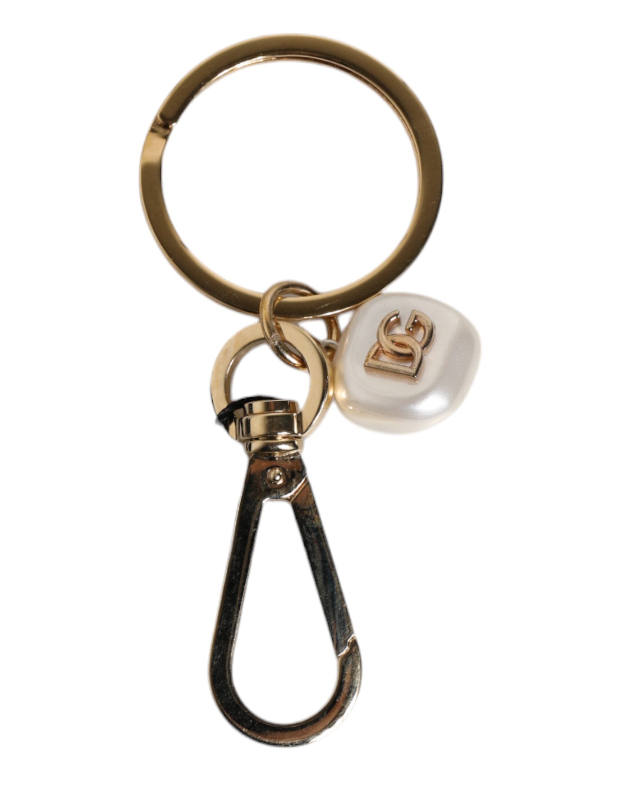 Dolce & Gabbana Chic Gold Brass Faux Pearl Letter Charm Keyring Women's Keychain (Pre-Owned)