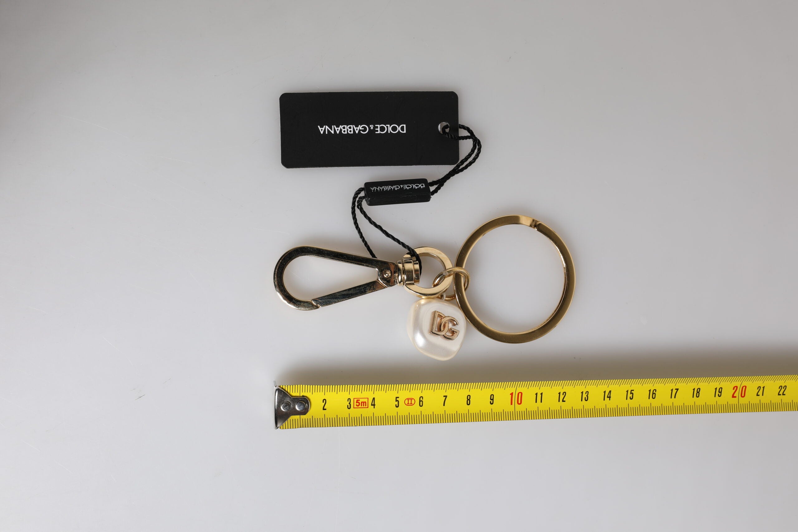 Dolce & Gabbana Chic Gold Brass Faux Pearl Letter Charm Keyring Women's Keychain (Pre-Owned)