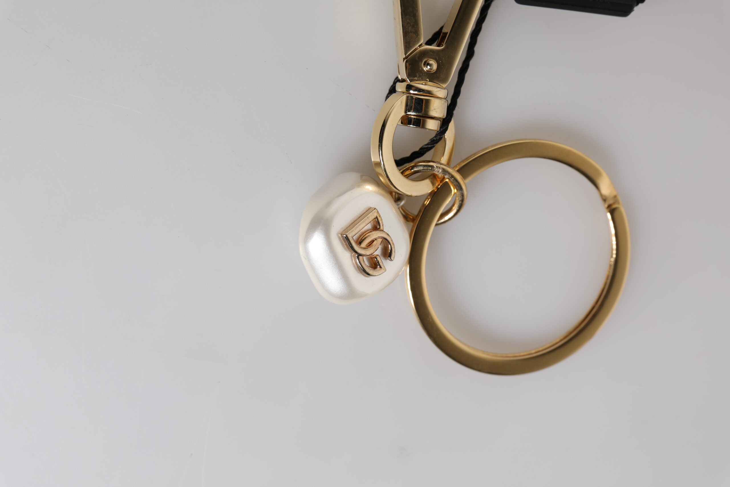 Dolce & Gabbana Chic Gold Brass Faux Pearl Letter Charm Keyring Women's Keychain (Pre-Owned)