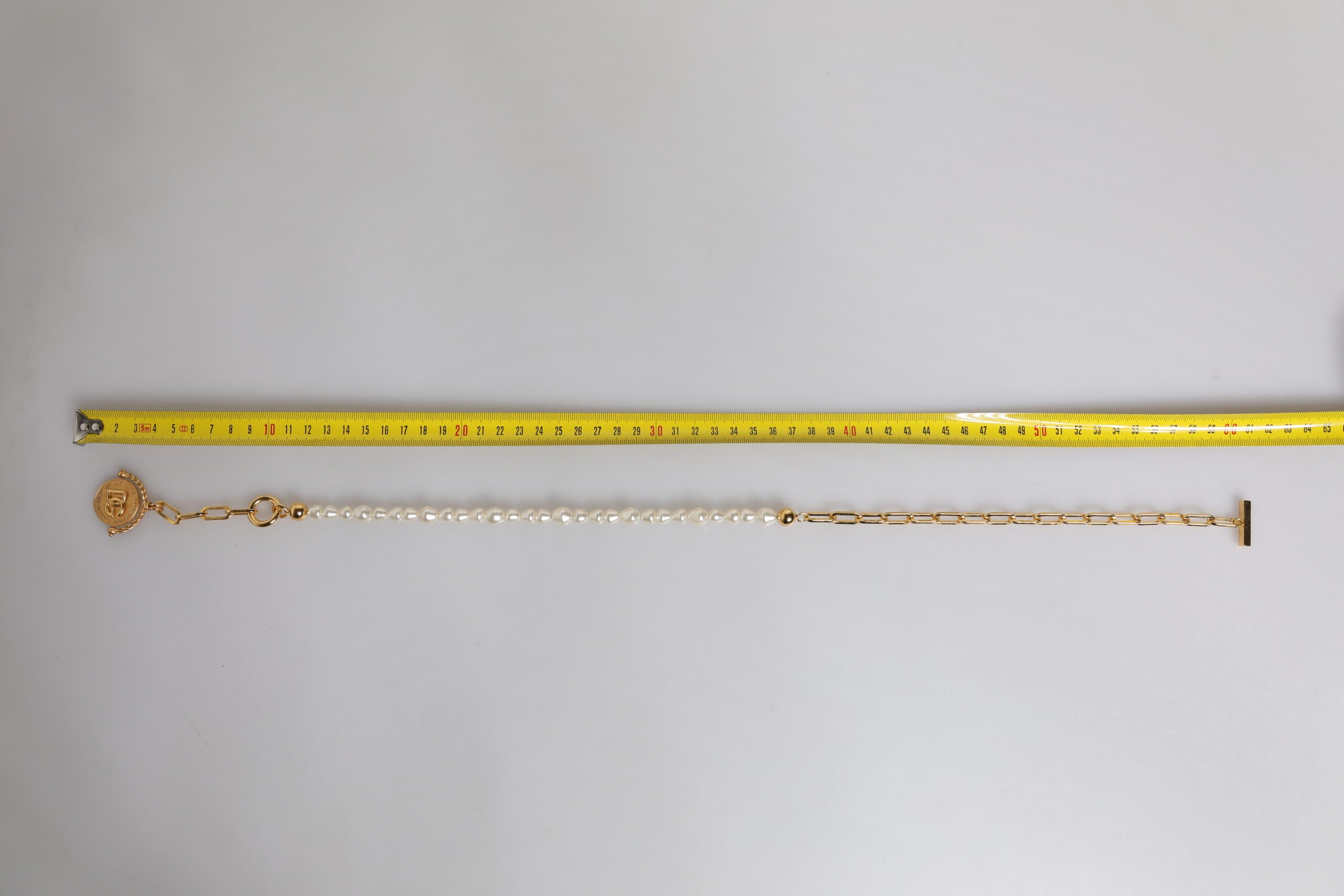 Dolce & Gabbana Gold Chain Brass Faux Pearl Charm Logo Pendant Women's Necklace (Pre-Owned)