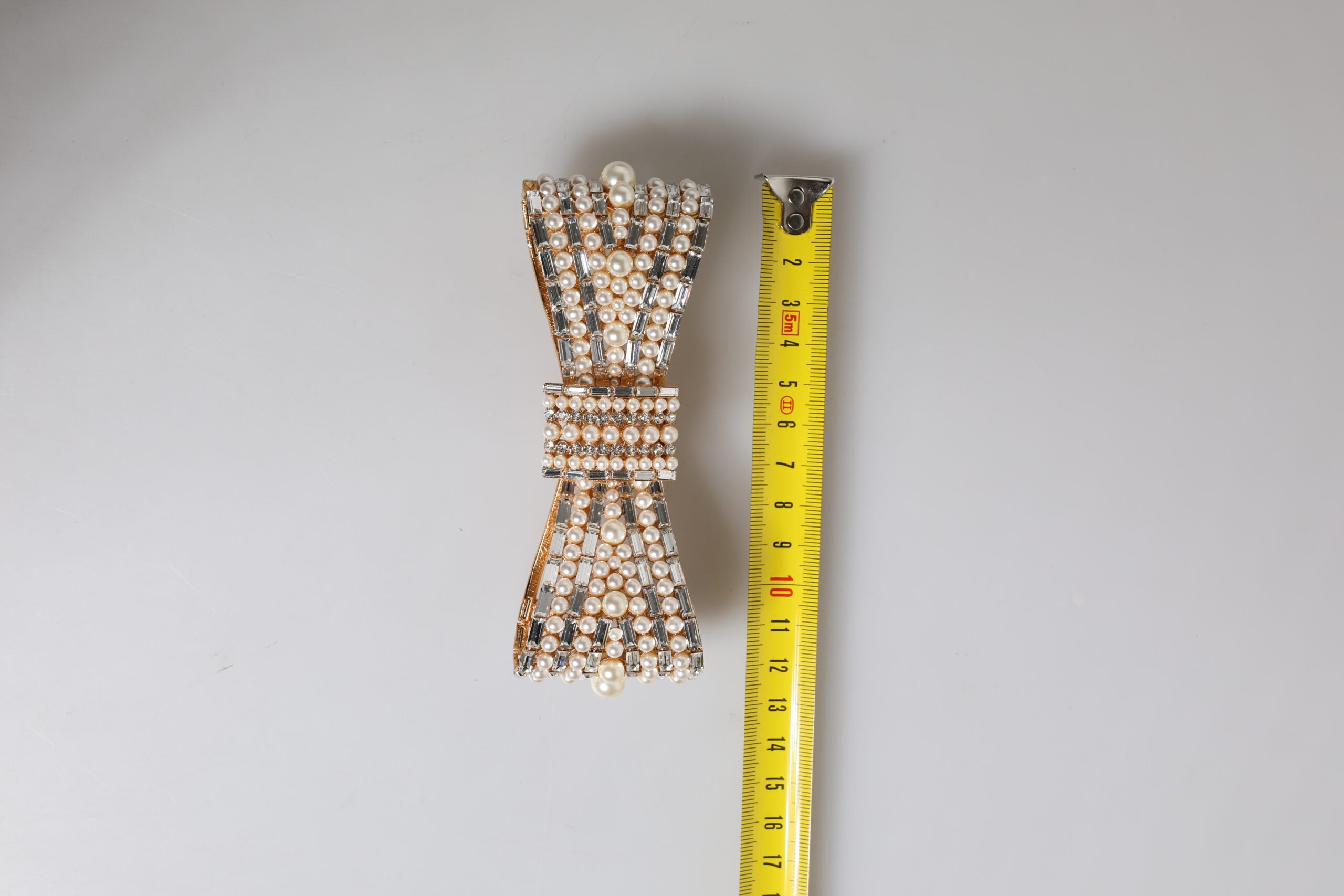 Dolce & Gabbana Gold Tone Brass Bow Crystal FauxPearl Embellished Women's Brooch