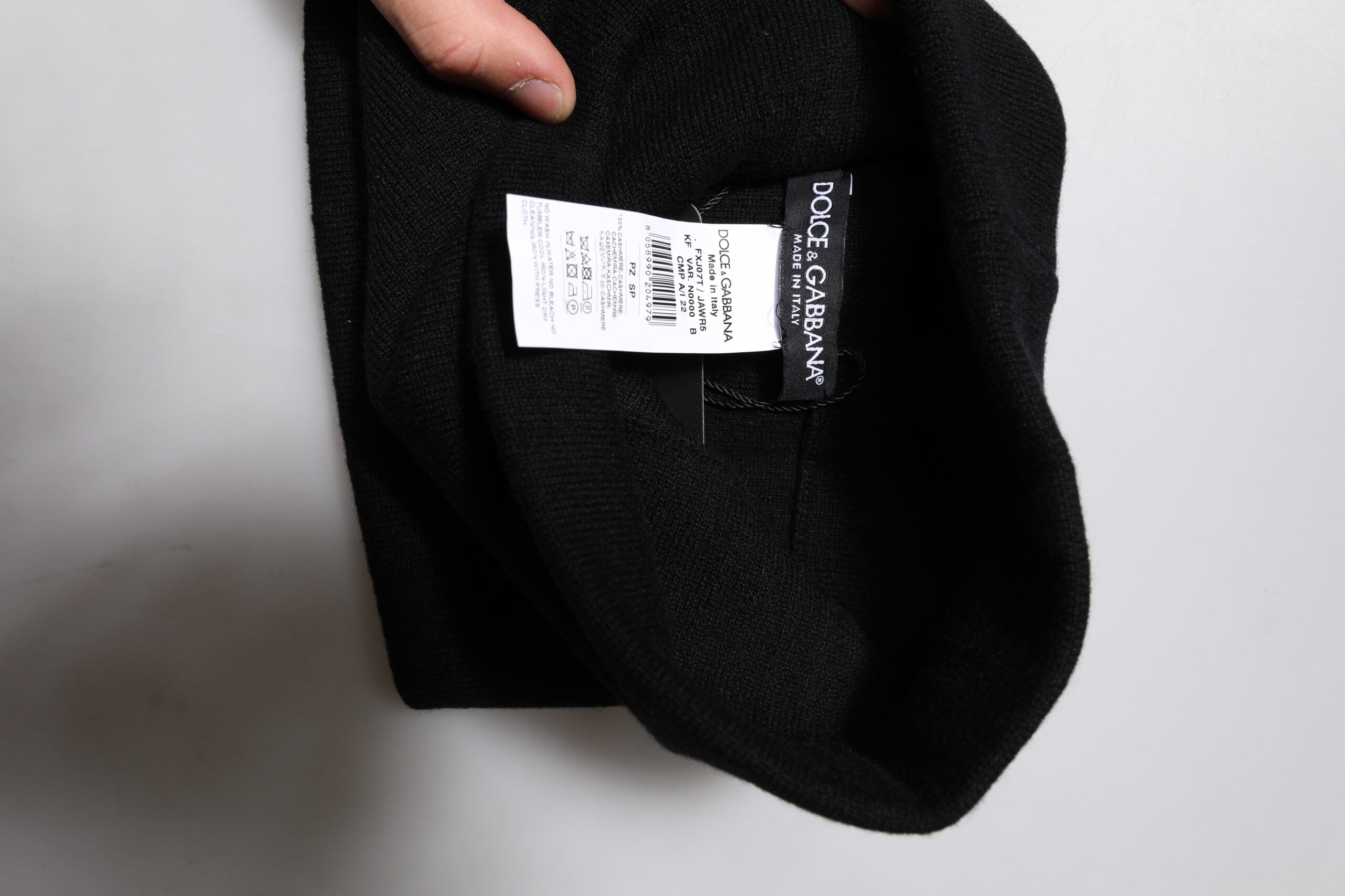 Dolce & Gabbana Black Cashmere Knitted Square Handkerchief Men's Scarf