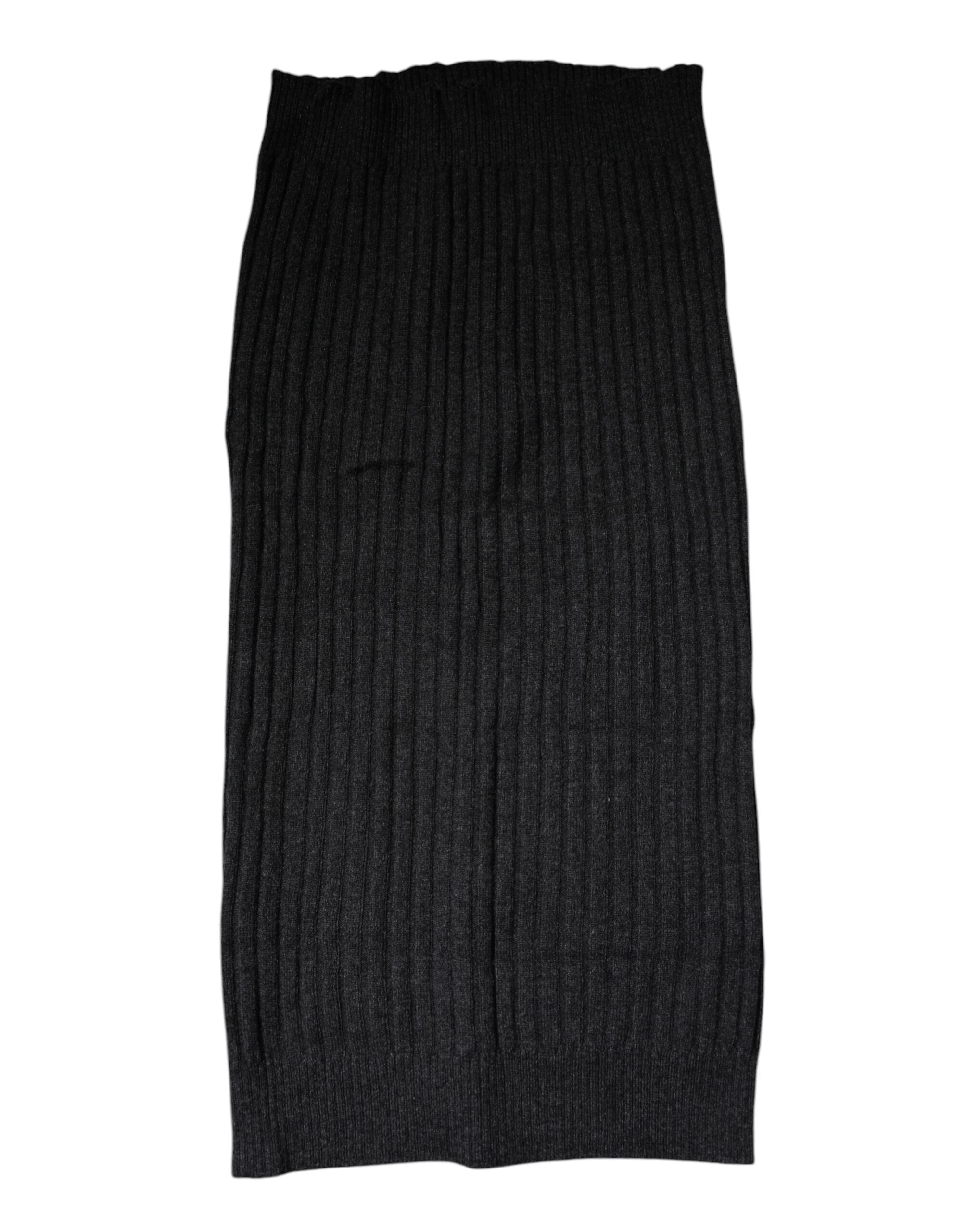 Dolce & Gabbana Black Cashmere Knitted Neck Warmer Foulard Men's Scarf