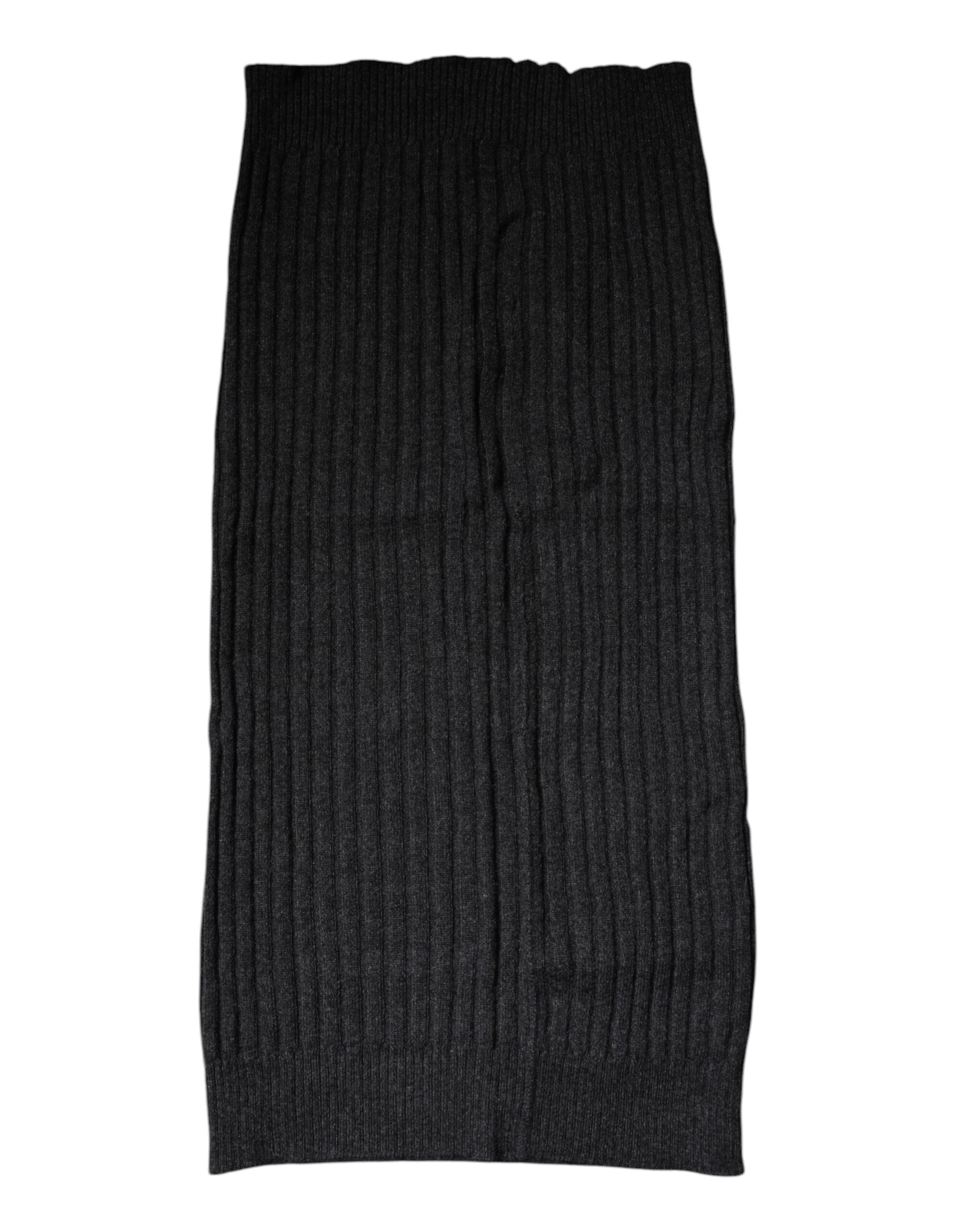 Dolce & Gabbana Black Cashmere Knitted Neck Warmer Foulard Men's Scarf