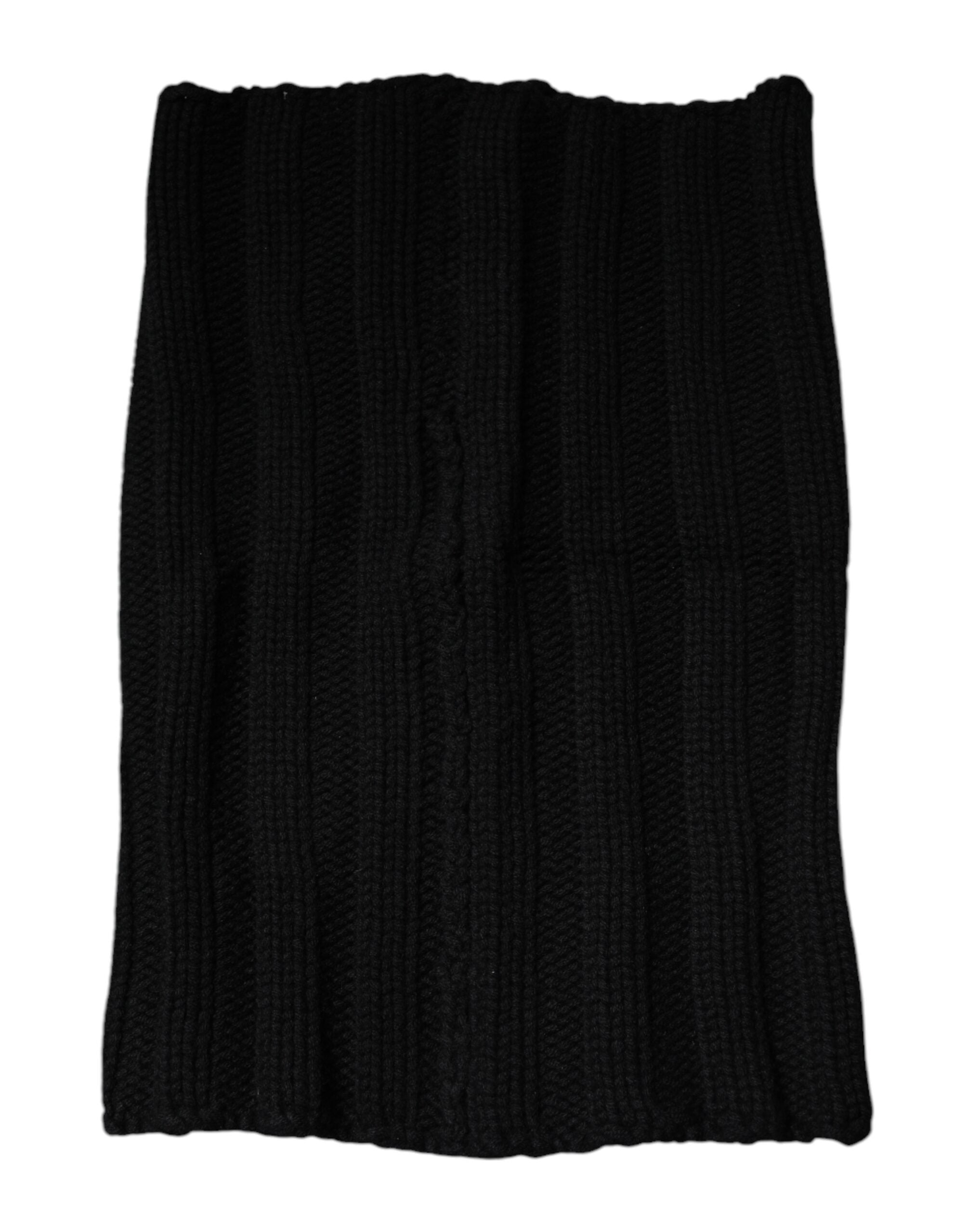 Dolce & Gabbana Black Cashmere Knitted Neck Warmer Foulard Men's Scarf