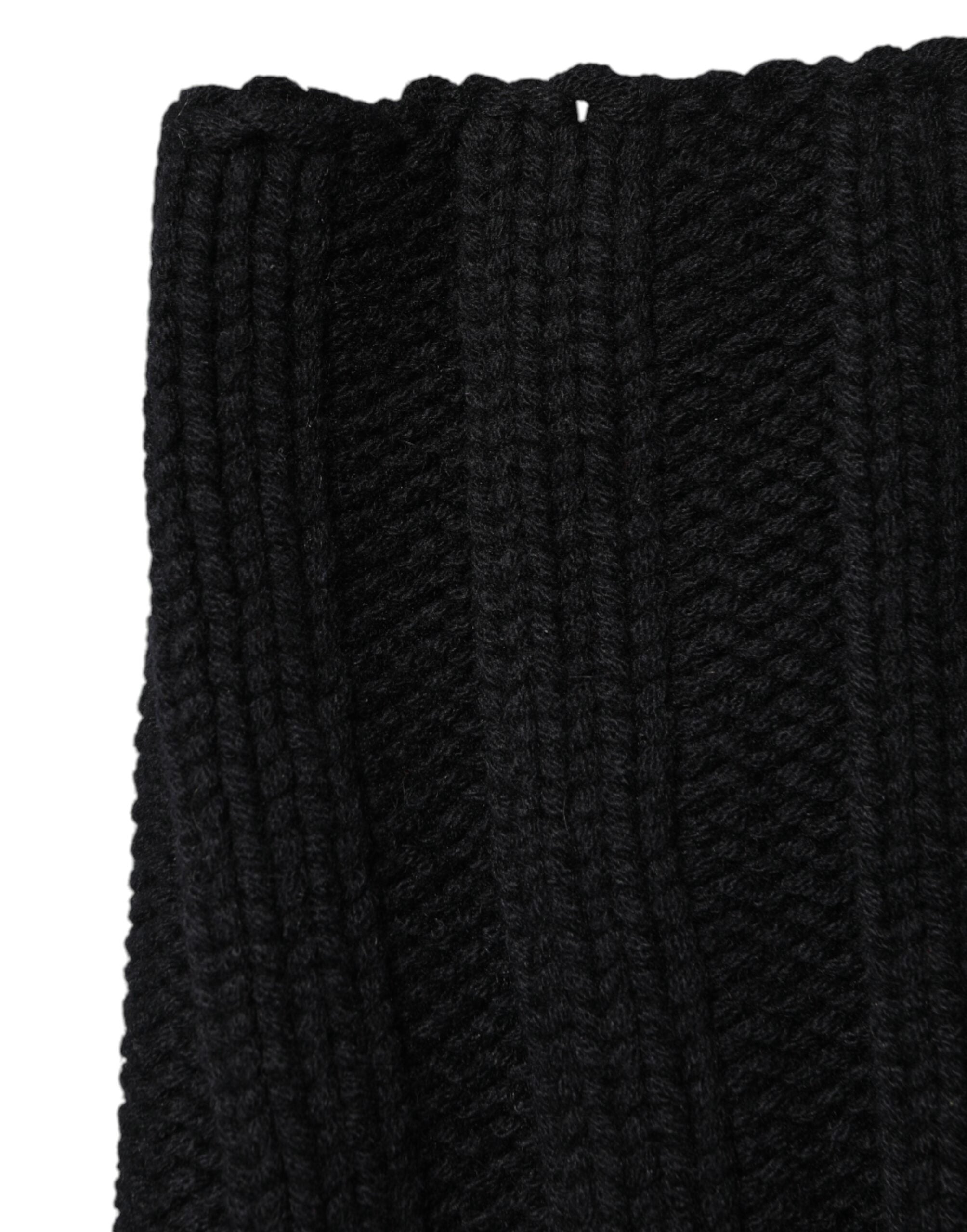 Dolce & Gabbana Black Cashmere Knitted Neck Warmer Foulard Men's Scarf