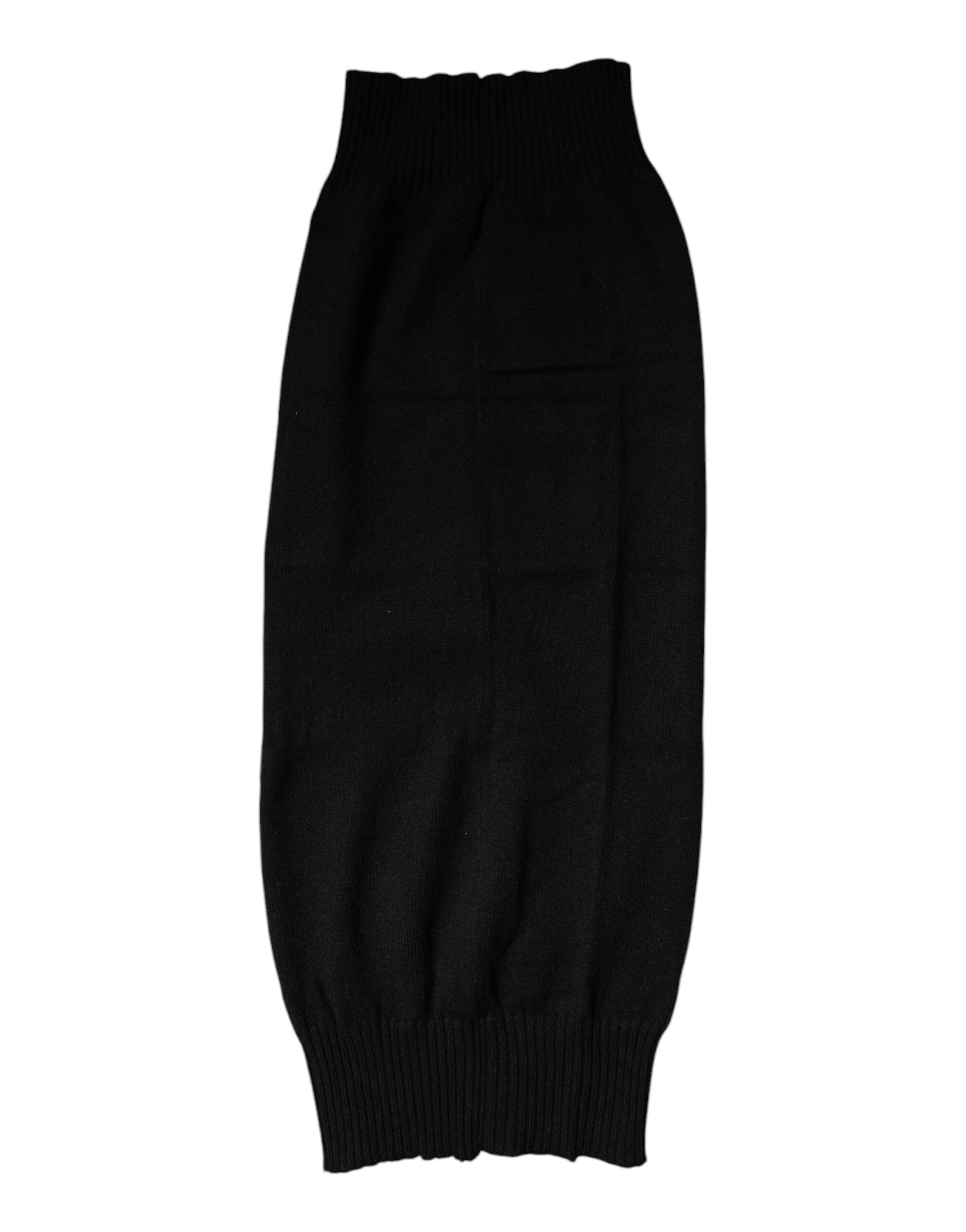 Dolce & Gabbana Black Cashmere Knitted Neck Warmer Foulard Men's Scarf
