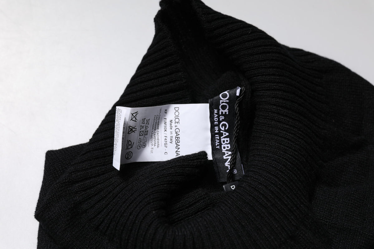Dolce & Gabbana Black Cashmere Knitted Neck Warmer Foulard Men's Scarf