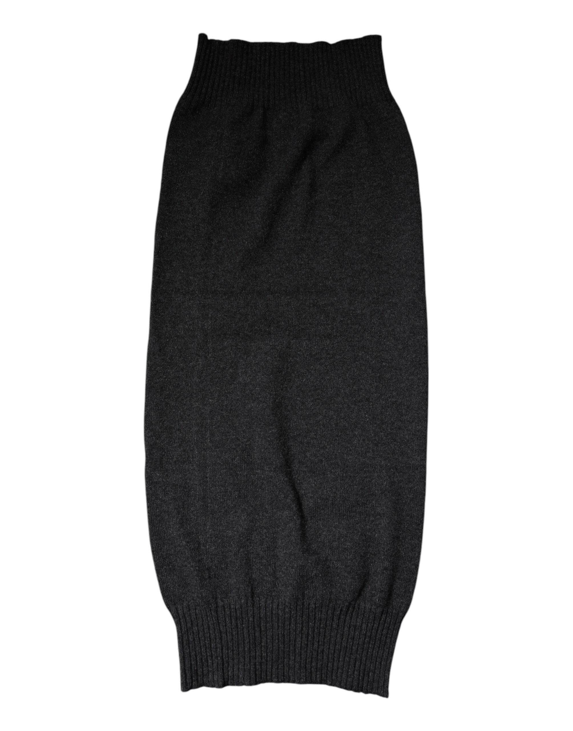 Dolce & Gabbana Black Cashmere Knitted Neck Warmer Foulard Men's Scarf