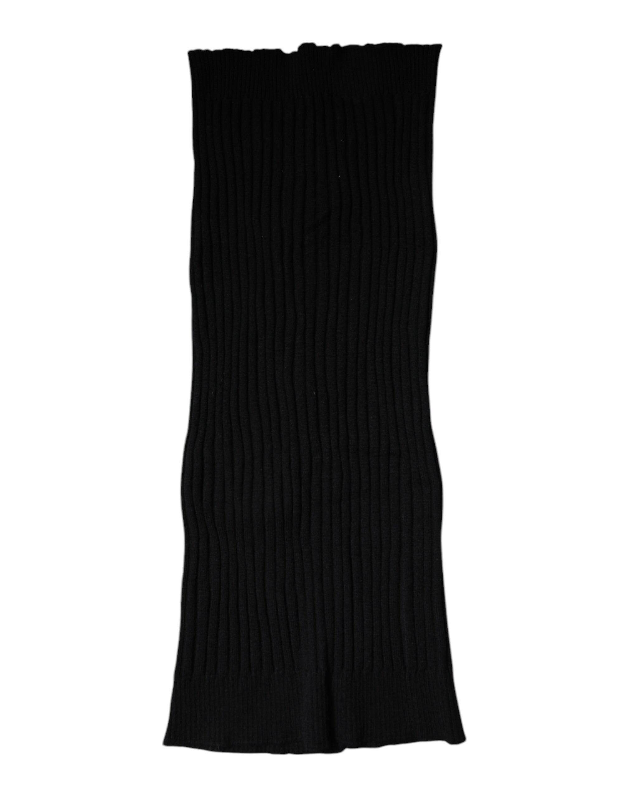 Dolce & Gabbana Black Cashmere Knitted Neck Warmer Foulard Men's Scarf (Pre-Owned)