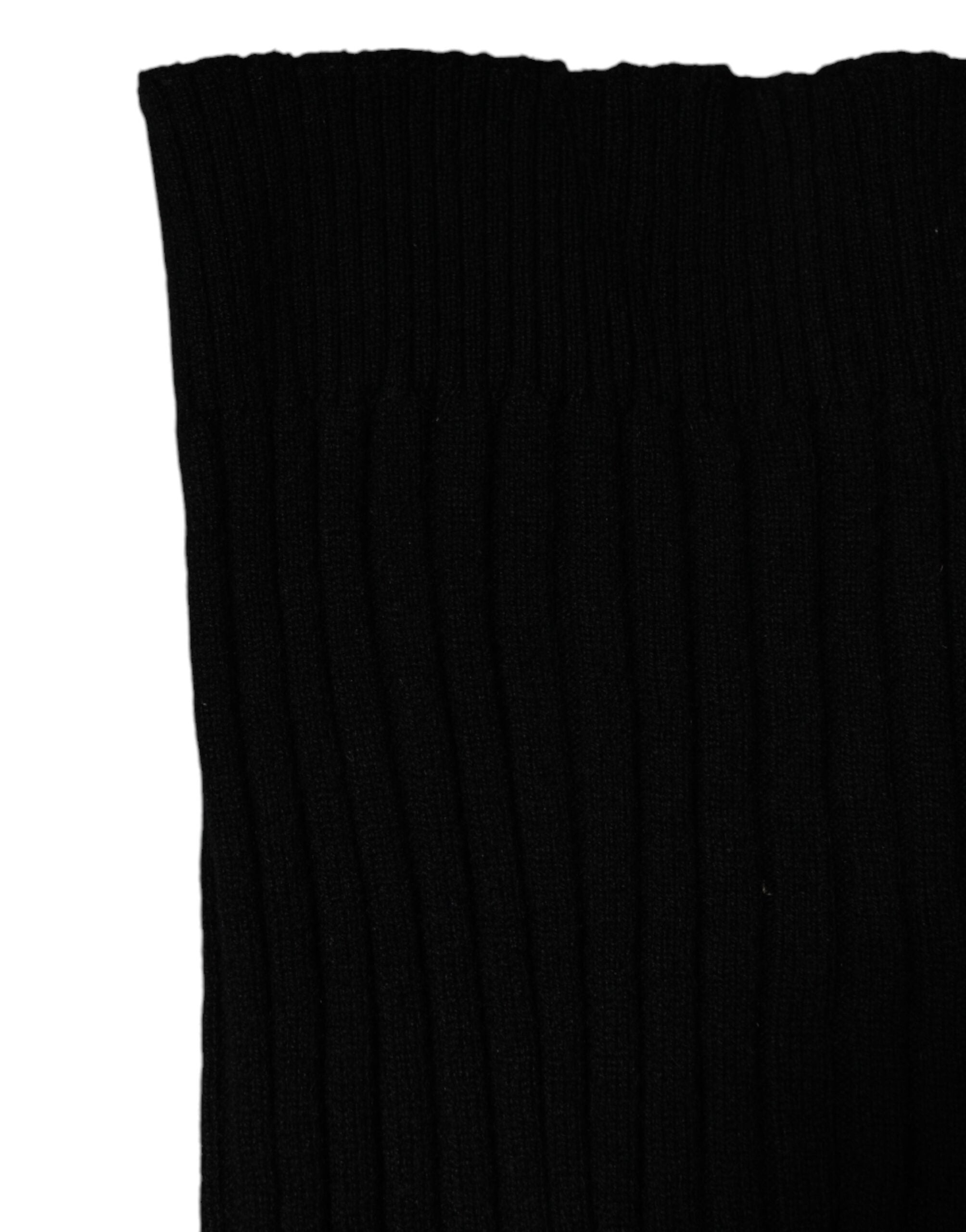 Dolce & Gabbana Black Cashmere Knitted Neck Warmer Foulard Men's Scarf
